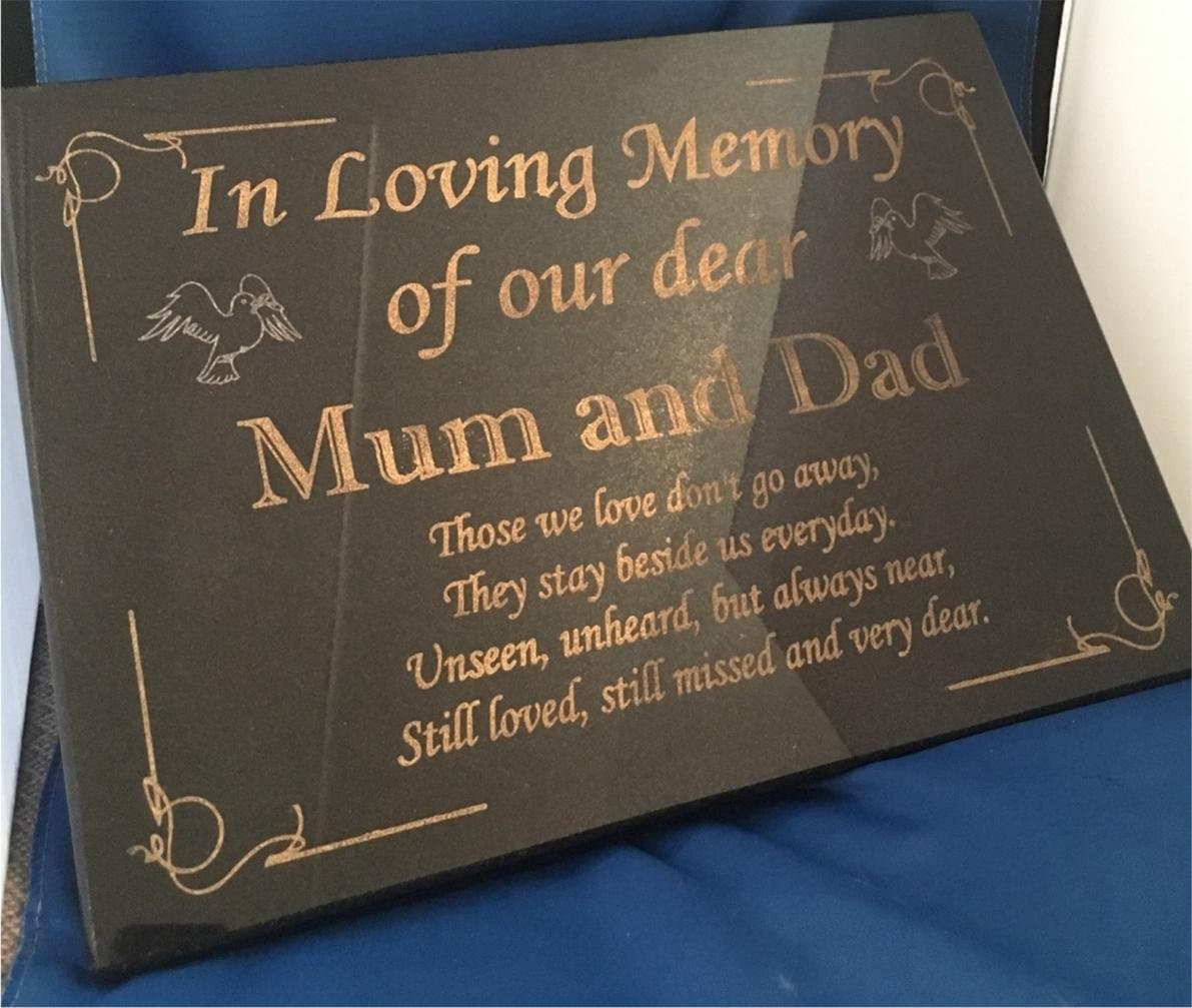 cconlineproducts Laser Engraved Personalised Large Black Granite Memorial Grave Plaque Stone
