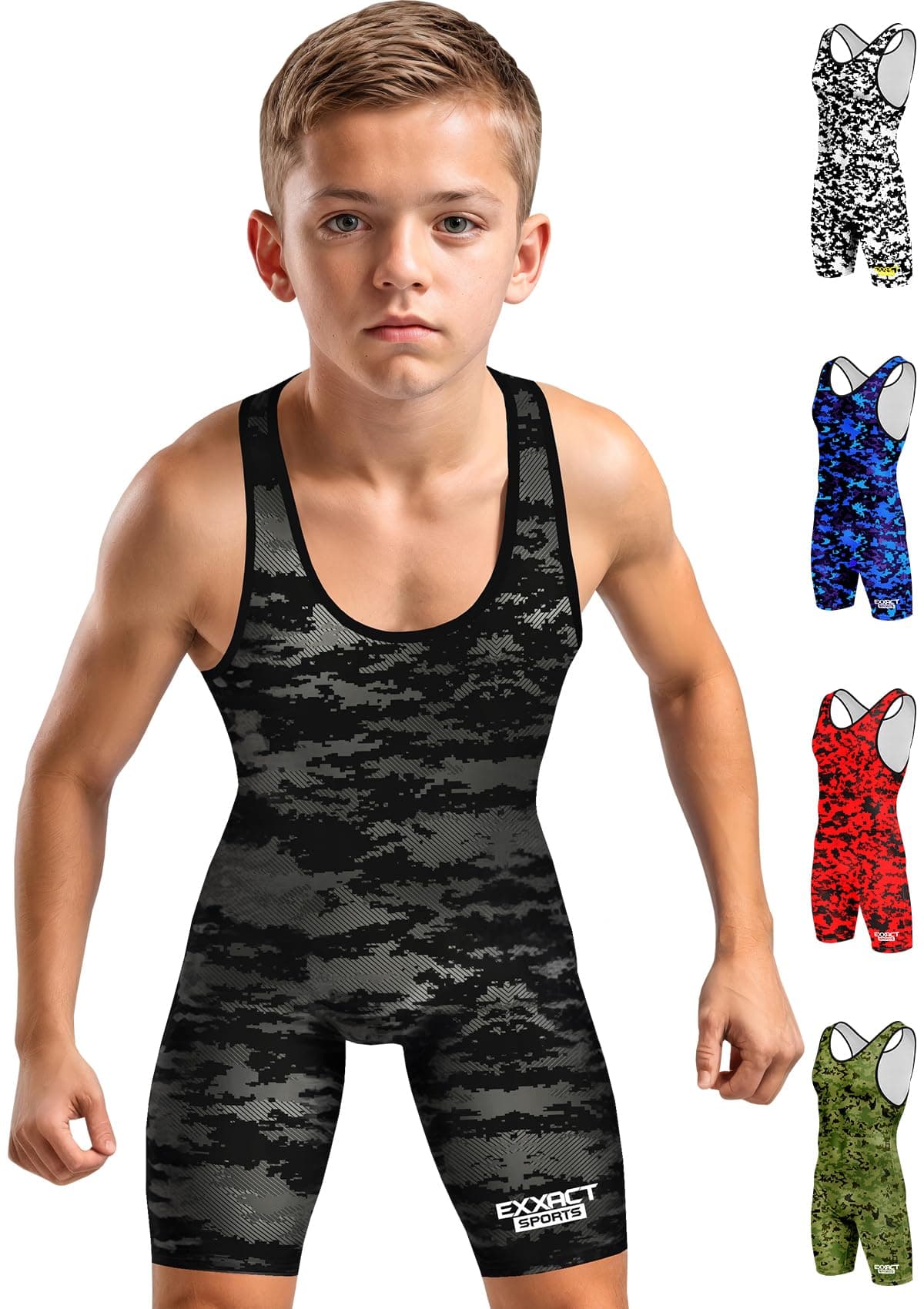 Exxact Sports Sublimated Youth Wrestling Singlet For Boys, Premium Powerlifting Singlet, Kids Wrestling Singlets