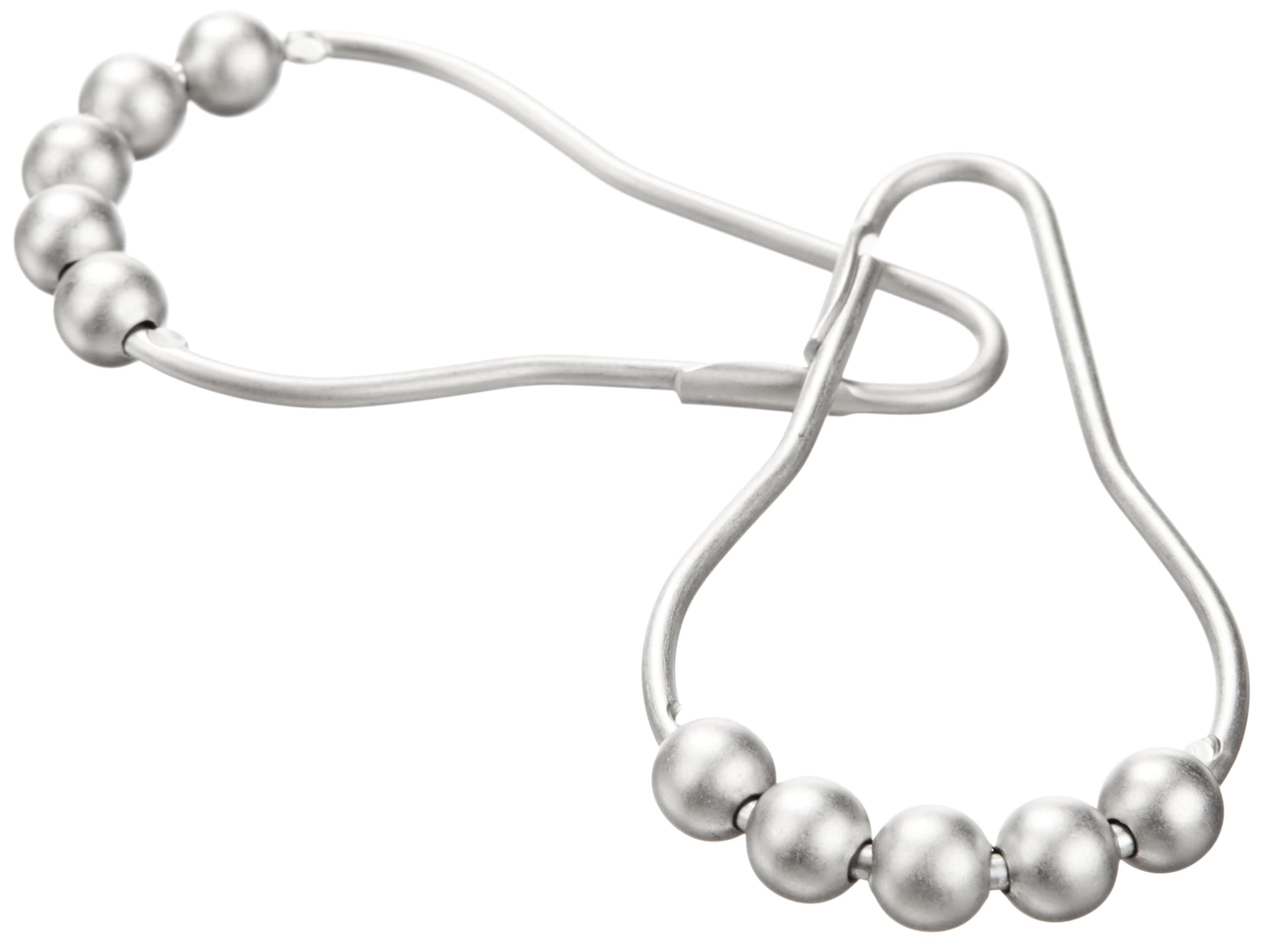 Heavy Duty Roller Shower Curtain Rings, Satin Nickel Clipperton RollerRings®, Set of 12