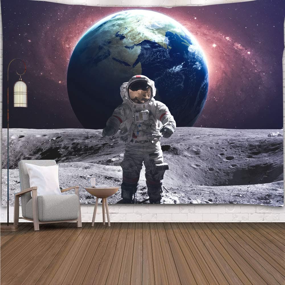 YISURE Space Tapestry Large Wall Tapestry Astronaut Tapestry for Men, Moon Walk Tapestry Starry Galaxy Big Earth Wall Tapestry Hanging for Dorm 230x180cm
