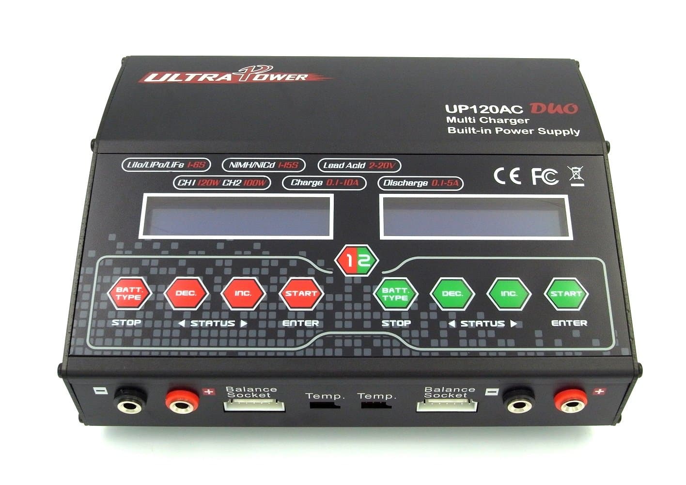 Ultra Power UP120AC Duo Balancing Charger for LiPo LiIon Life NiCd NiMH Lead Acid Battery Packs Battery Packs