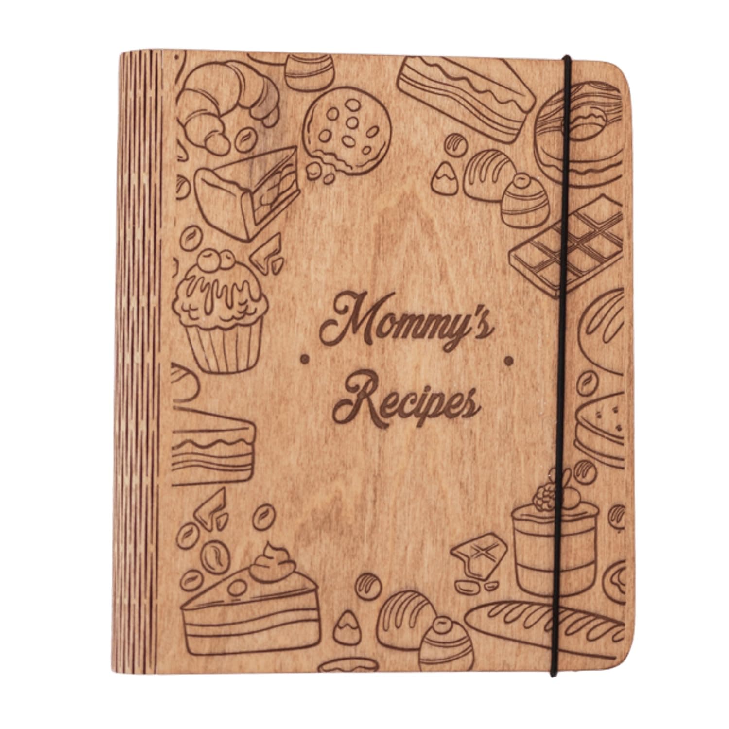 Enjoy The Wood Personalized Recipe Book Binder - Wooden Blank Family Cookbook Journal to Write in Your Own Recipes - Customized Recipe Binder, Recipe Books to Write in, Hardcover (Large (A4), Cakes)