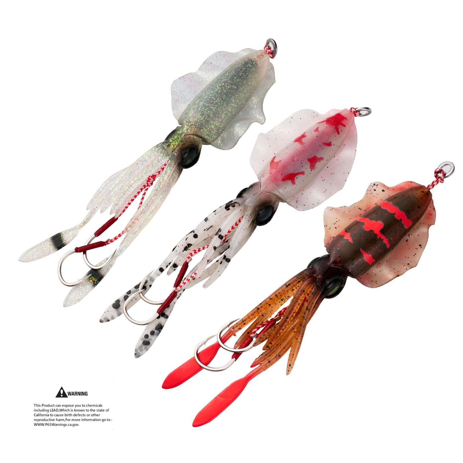 Squid Jig Saltwater Ultimate Ultimate Squid Lures Soft Luminous Octopus Trolling Artificial Rigged Bait with Hook Octopus Jig 3pcs