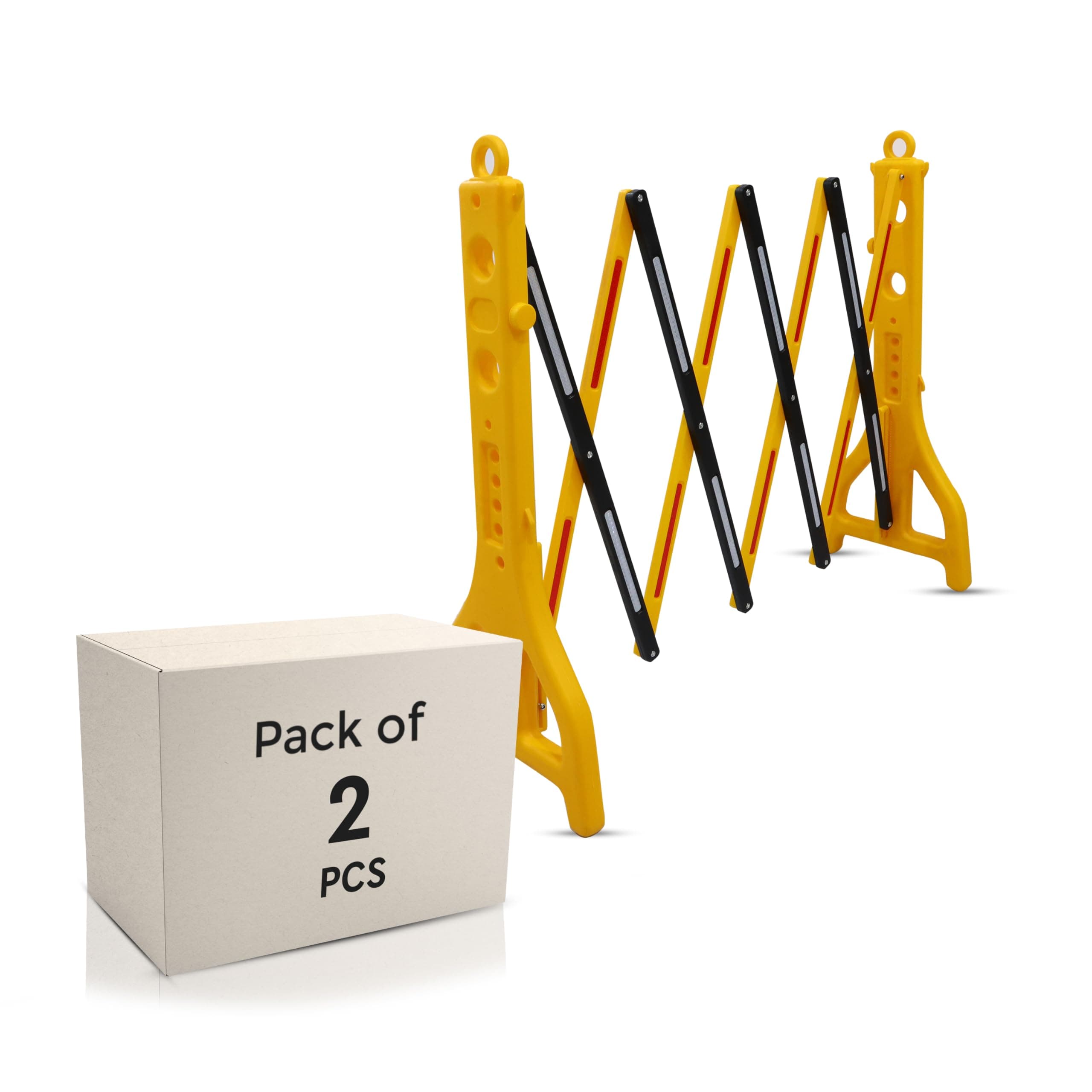 - Robustt Yellow & Black Expandable Barricade | 8.3 Feet, Pack of 2 | Adjustable Road Barricade | Safety Barricade with Reflective Strips | Safety Fence for Maintenance, Construction & Traffic Control