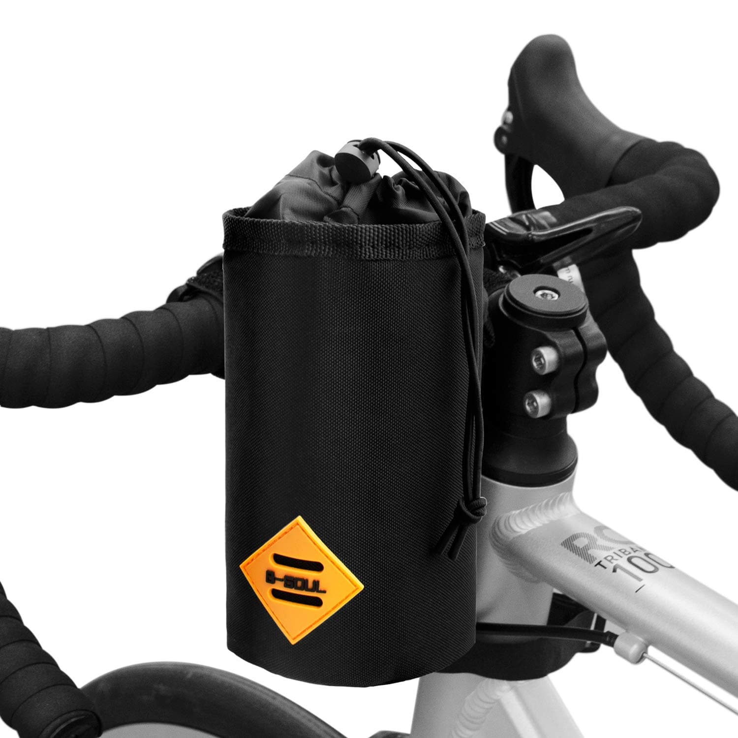 Suruid Bicycle Water Bottle Holder Bag, Bike Handlebar Cup Drink Holder Insulated Stem Water Bottle Bag Cycling Frame Strap-On Waterproof Storage Pouch for All Bikes Daily Use Touring Commuting