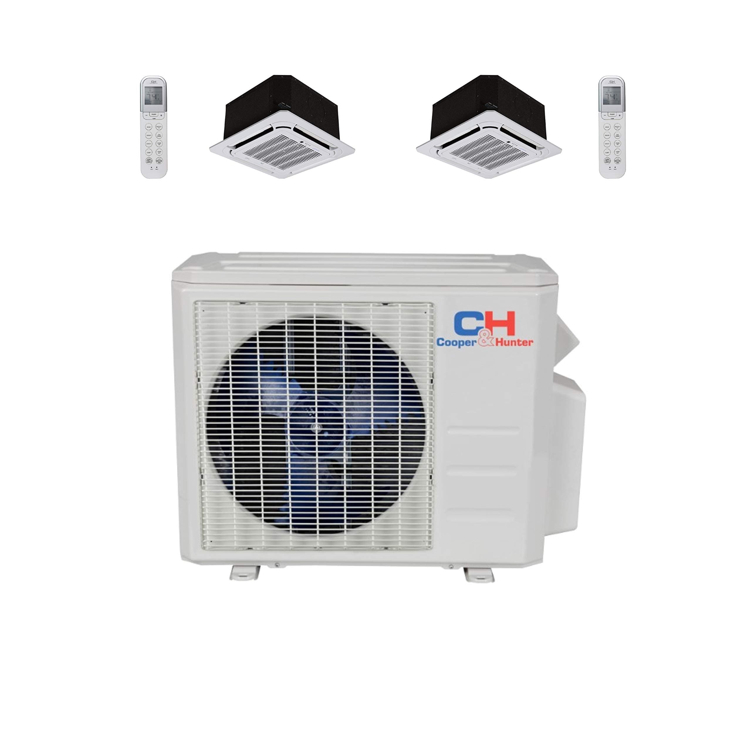 COOPER AND HUNTER Dual 2 Zone Ductless Mini Split Air Conditioner Ceiling Cassette Heat Pump 12000 24000
