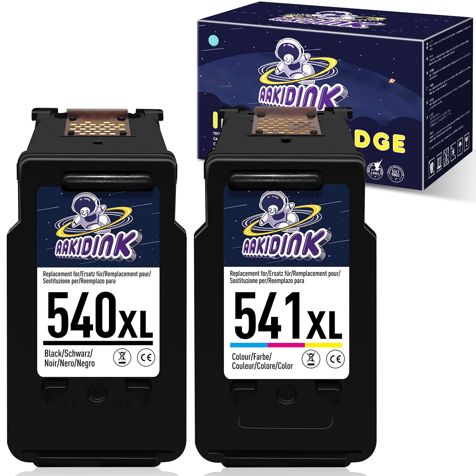 AAKIDINK 540XL 541XL Combo Pack Printer Ink Cartridges Remanufactured for Canon Pg-540 XL CL-541 XL Black and Colour with Pixma MG3650s MG3600 TS5150 TS5151 MX475 TS5100 MG4250 MG3250 MG3550 Printers