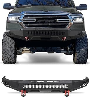Front Bumper Fit for 2019-2024 Ram 1500 Off road Steel Bumper with LED Lights & D-rings (Excl. Rebel & TRX Trim, 19-24 Classic and 20-22 Diesel Models)