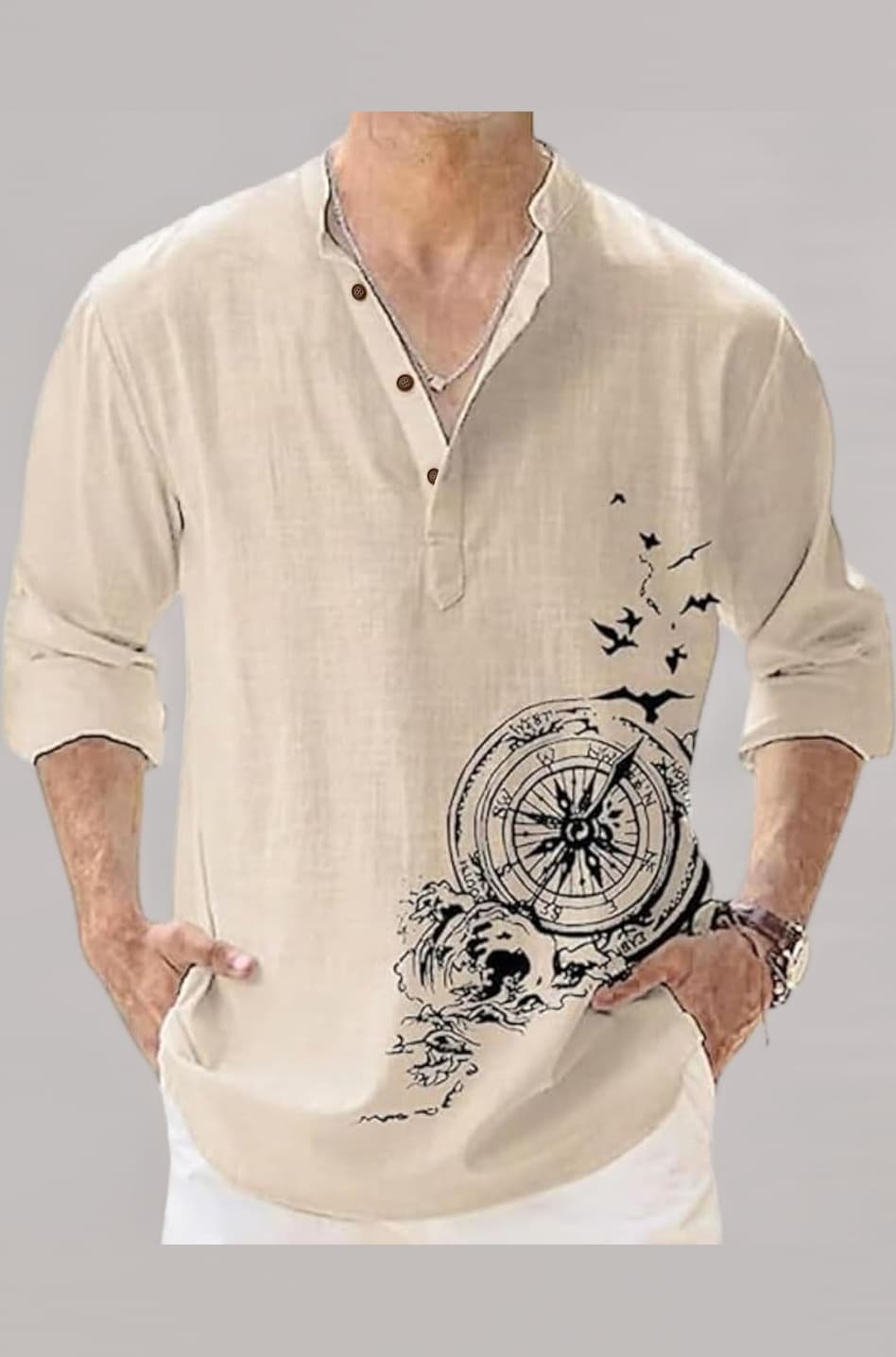 Men's Cotton Blend Mandarin Collar Self One Design Full Sleeve Casual Short Kurta