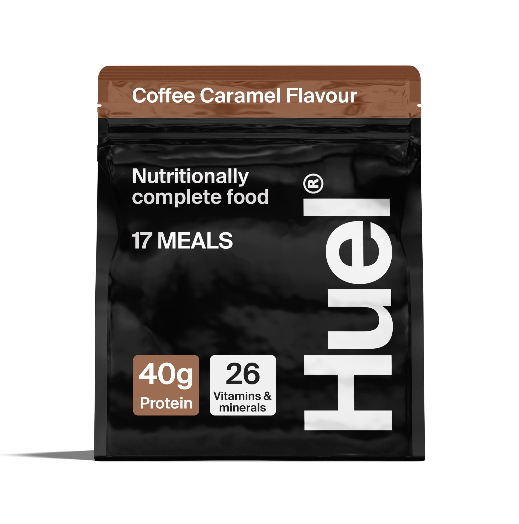 Huel Black Edition High Protein Complete Meal Replacement, 17 Meals, Coffee Caramel Flavour, 40g of Protein Per Serving, Ready Meals, Vegan Protein Powder, Gluten-Free, Non-GMO
