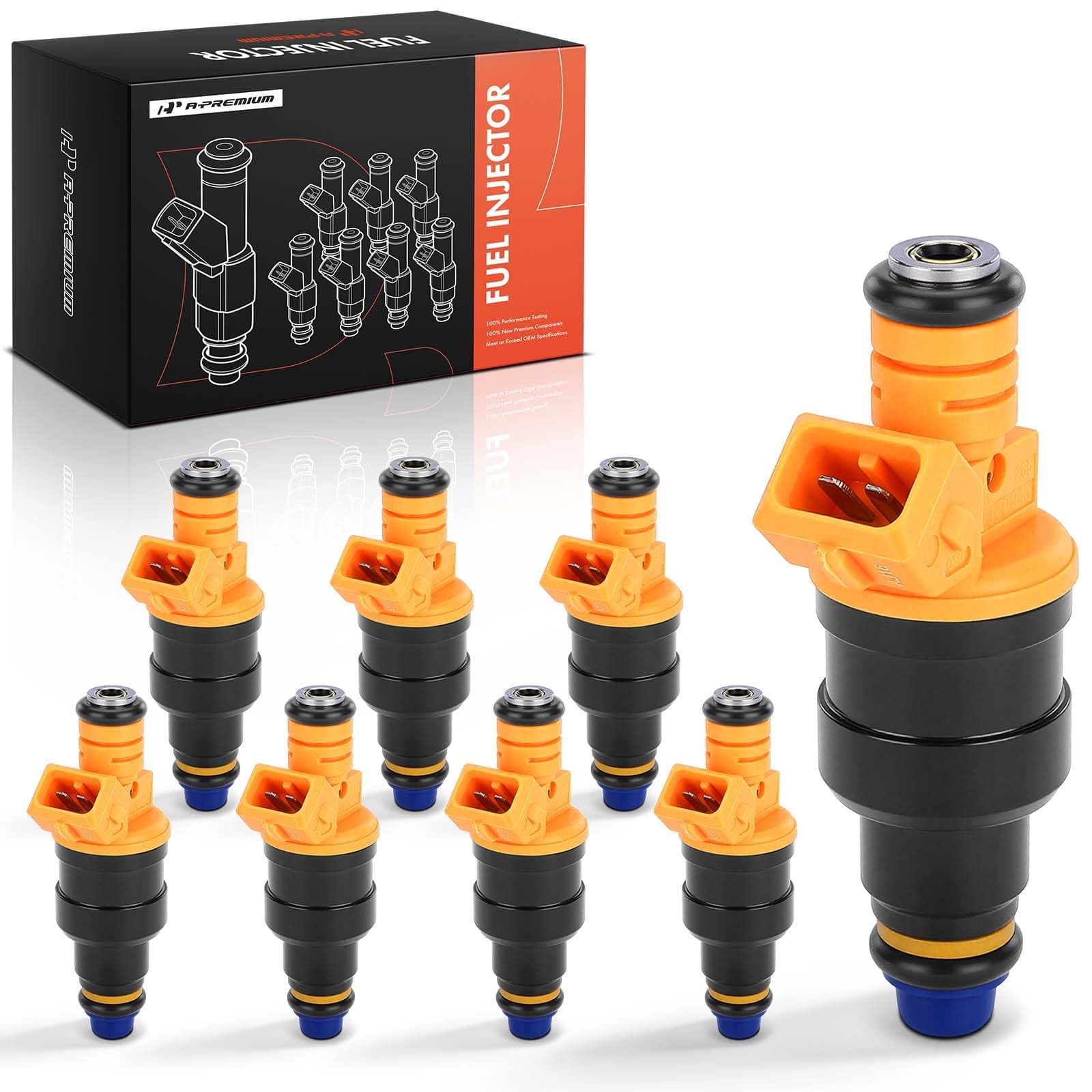 A-Premium Set of 8 Fuel Injector - Compatible with Ford, Lincoln, Mercury Vehicles - 4.6L 5.0L 5.4L 5.8L - E150, E250, E350, F150, F250, F350, Mustang - Replace Part 0280150943, 0280150939, 0280150909