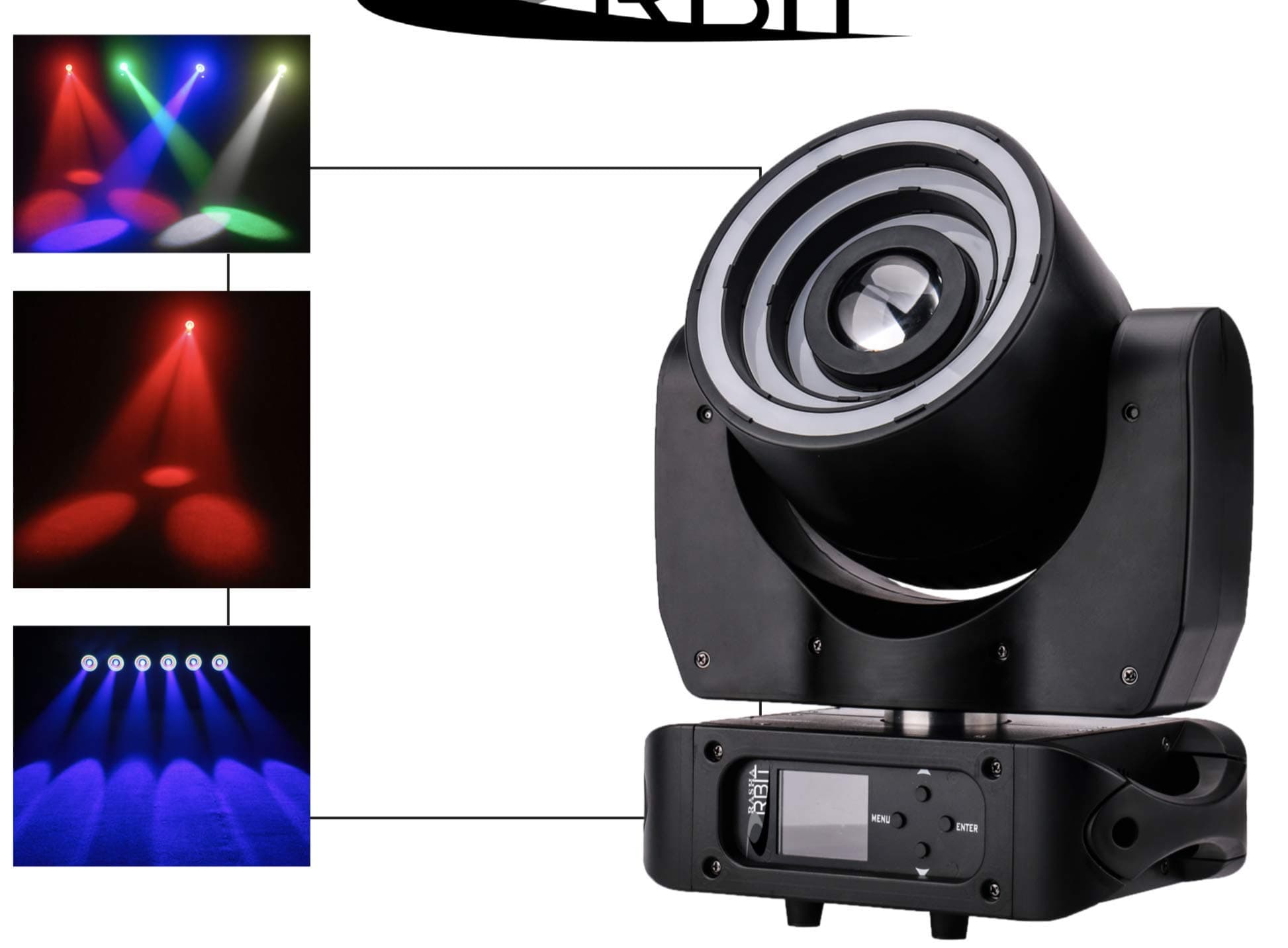 Rasha Products Orbit Led Moving Head - RGBW Beam for Disco Party Club Bar Wedding Birthday Concert Dj Dmx Spot System Light (Black)