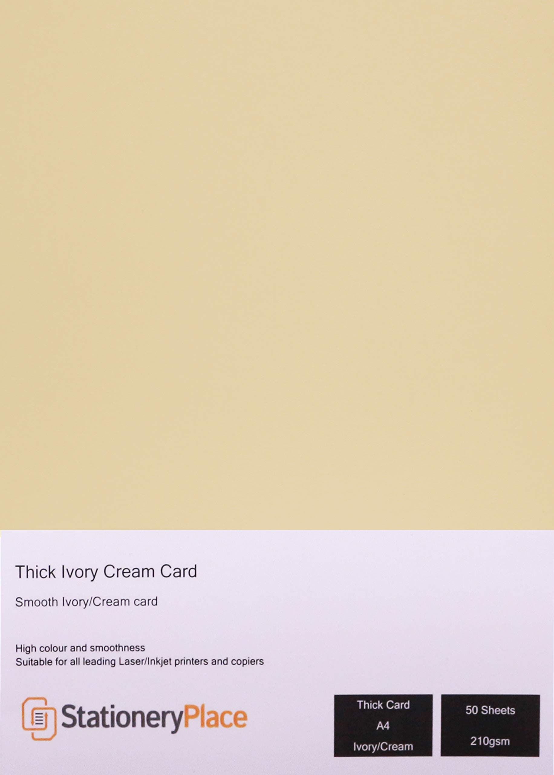 Stationery Place Thick Ivory Cream Card 210GSM A4 X 50 Sheets