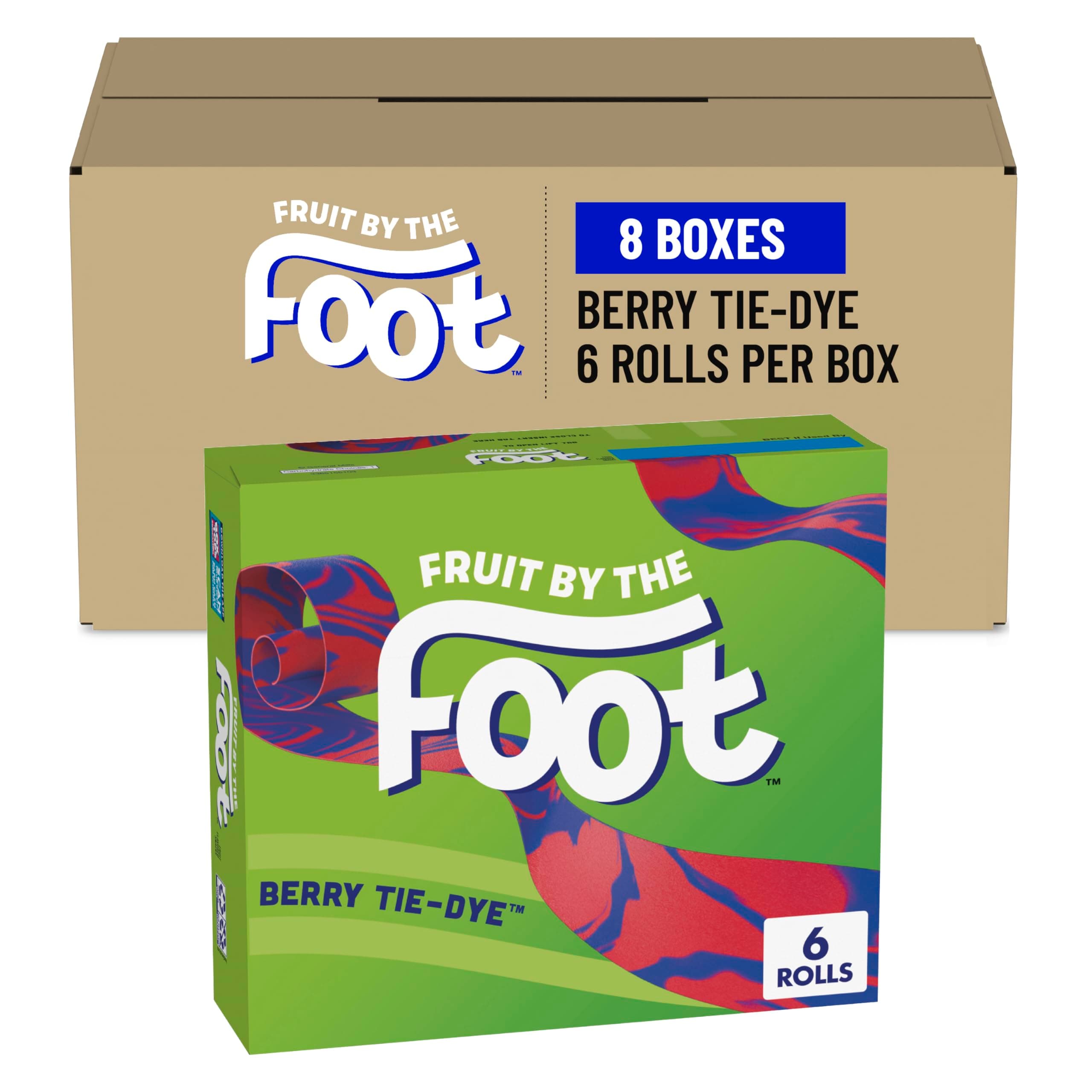 Fruit by the Foot Fruit Flavored Snacks, Berry Tie-Dye, 4.5 oz, 6 ct (Pack of 8)