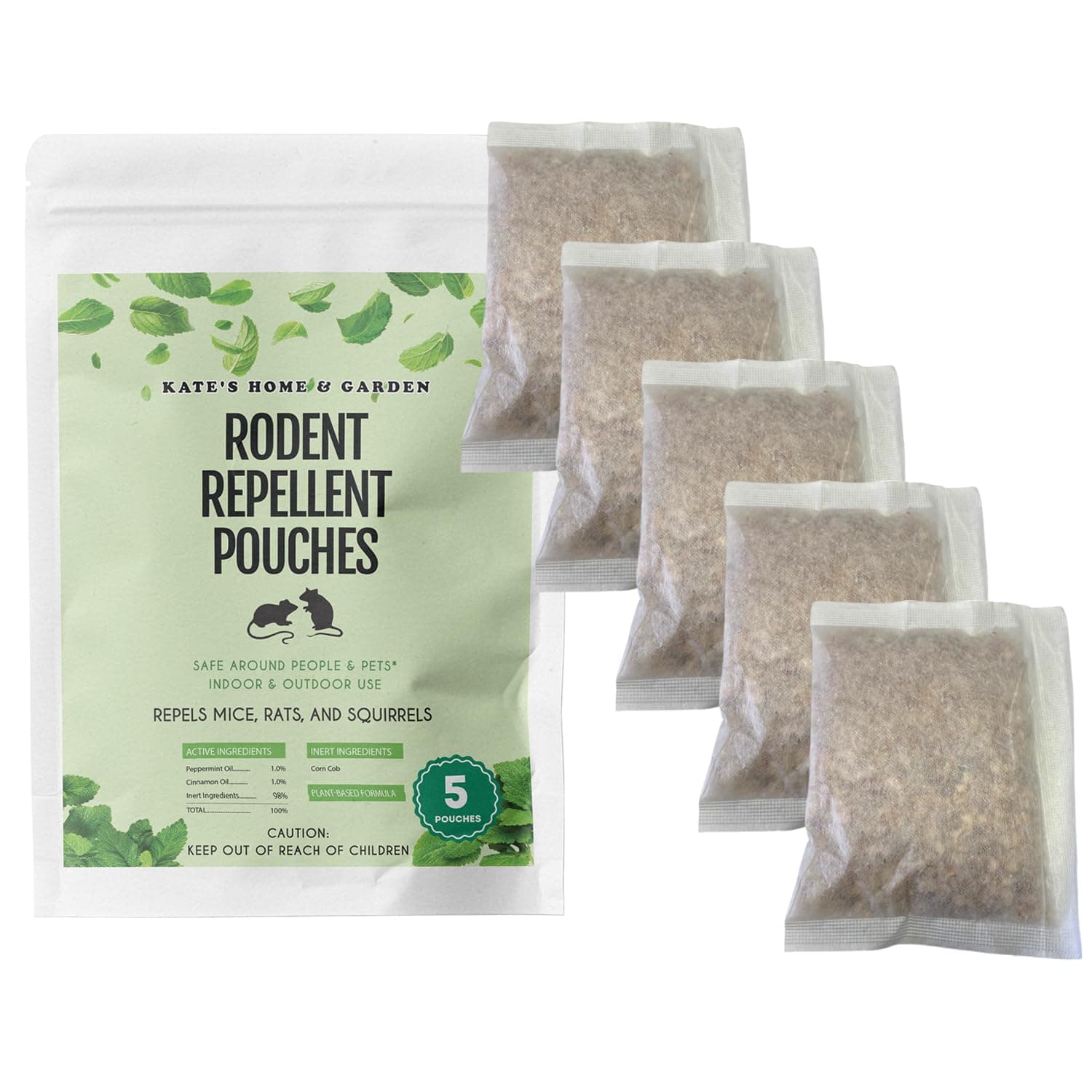 Peppermint Oil Rodent Repellent Pouches (5 Pouches). Mouse Repellent with Peppermint Oil and Cinnamon Oil to Repel Mice and Rats. Non-Toxic, Natural, Made in USA