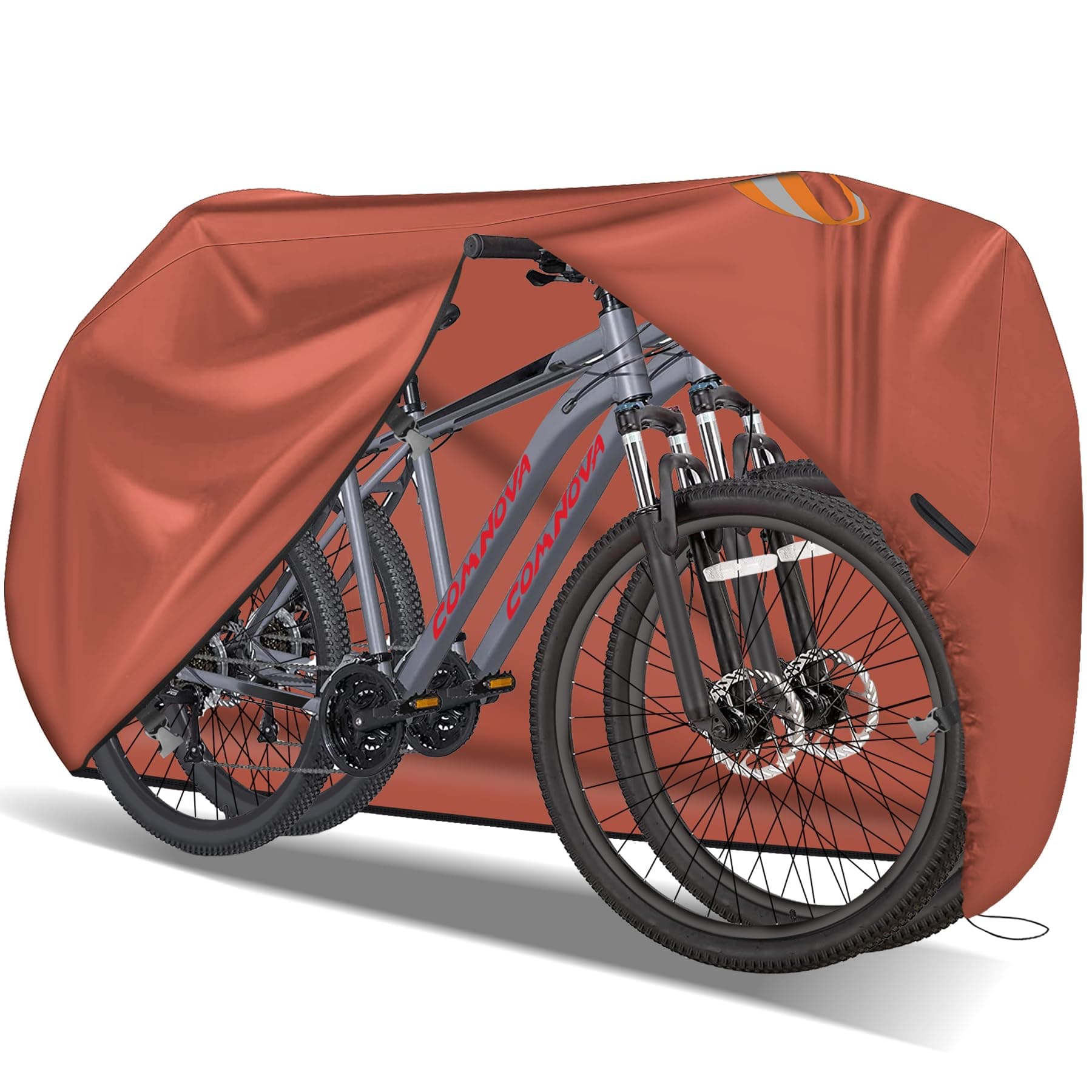 Comnova Bike Cover for 2 Bikes - Outdoor Bike Covers for Stationary 2 Bikes Waterproof & Heavy Duty, 600D Bicycle Covers for 2 eBike, Mountain Bike, Road Bike, Hybrid Bike, Beach Cruiser Bike Storage