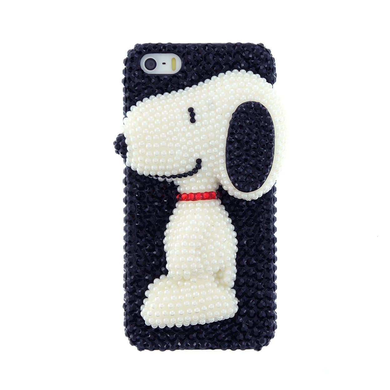 CaseBee 3D Series - Cute 3D Pearl Snoopy Dog iPhone 5 5S Case - Handmade Bling Bling Rhinestones - Perfect Gift (Package includes Extra Crystals & Screen Protector)