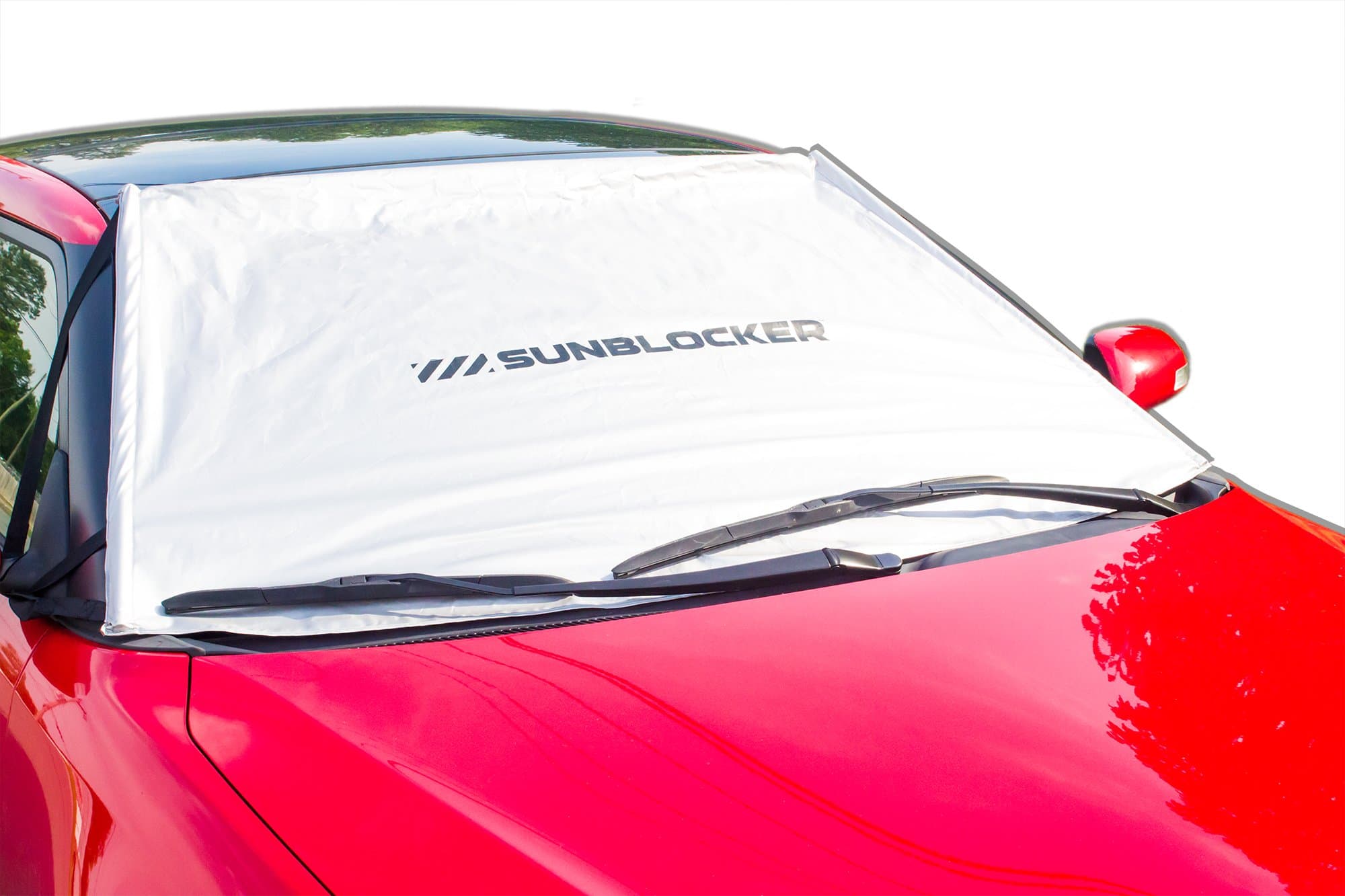 SolarGuards Premium External Windshield Sun Blocker. Unique Shade Design Blocks 35% More Heat Than Traditional Windscreen Shades. UV Window Reflector Folds Neatly Into Carrying Case. 32 x 61.