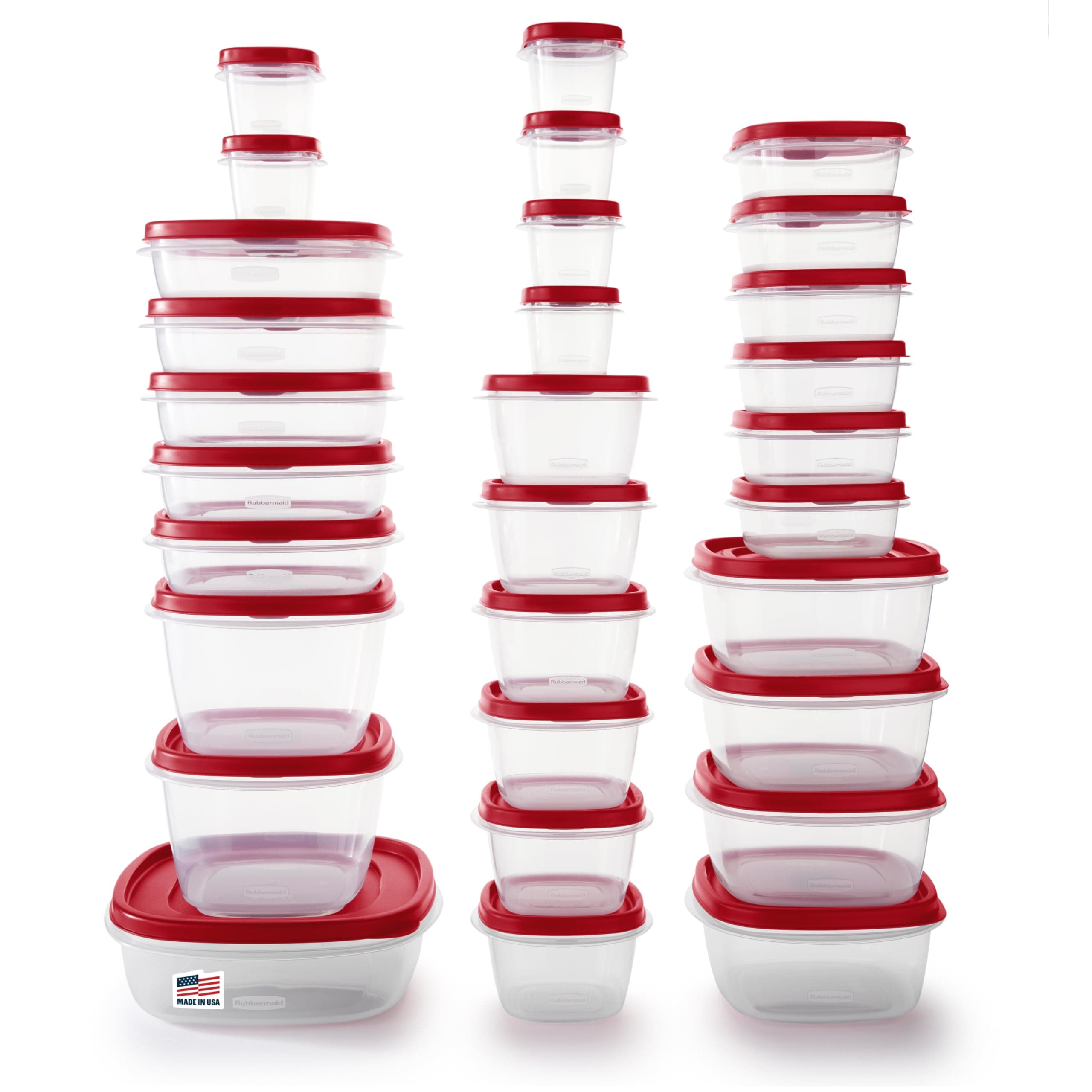 Easy Find Vented Lids BPA Free Plastic Food Storage Containers, Set of 21 (42 Pieces Total), Racer Red | Great for Meal Prep 60 Piece 2063701