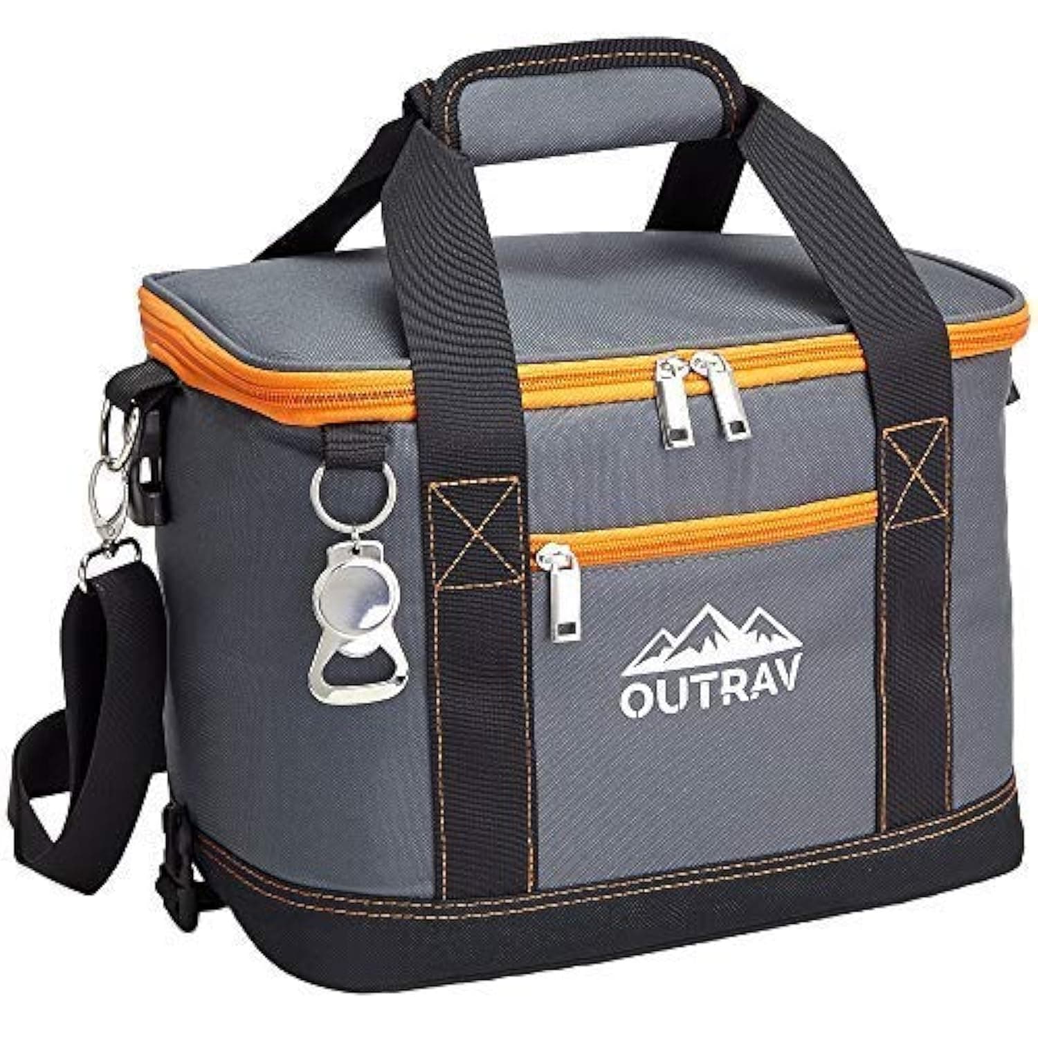 Collapsible Insulated Cooler Bag – 6L Thermal Lunch Bag with Bottle Opener, 16 Can Capacity – Perfect For Camping, Picnics and Travel - Handles and Removable Shoulder Strap - By Outrav