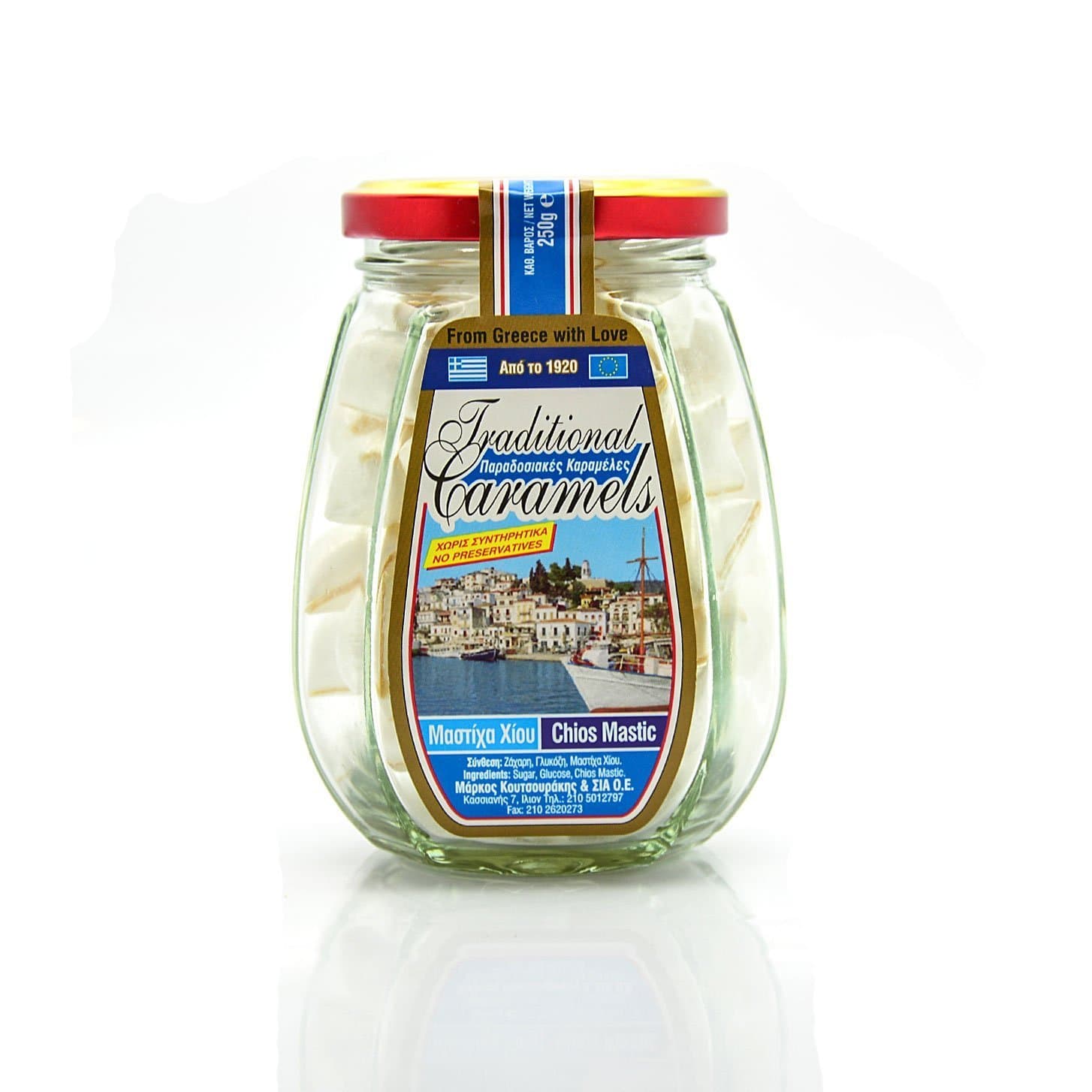 Greek Traditional Caramels, Chios Gum Mastic Flavored Hard Candy, 250g