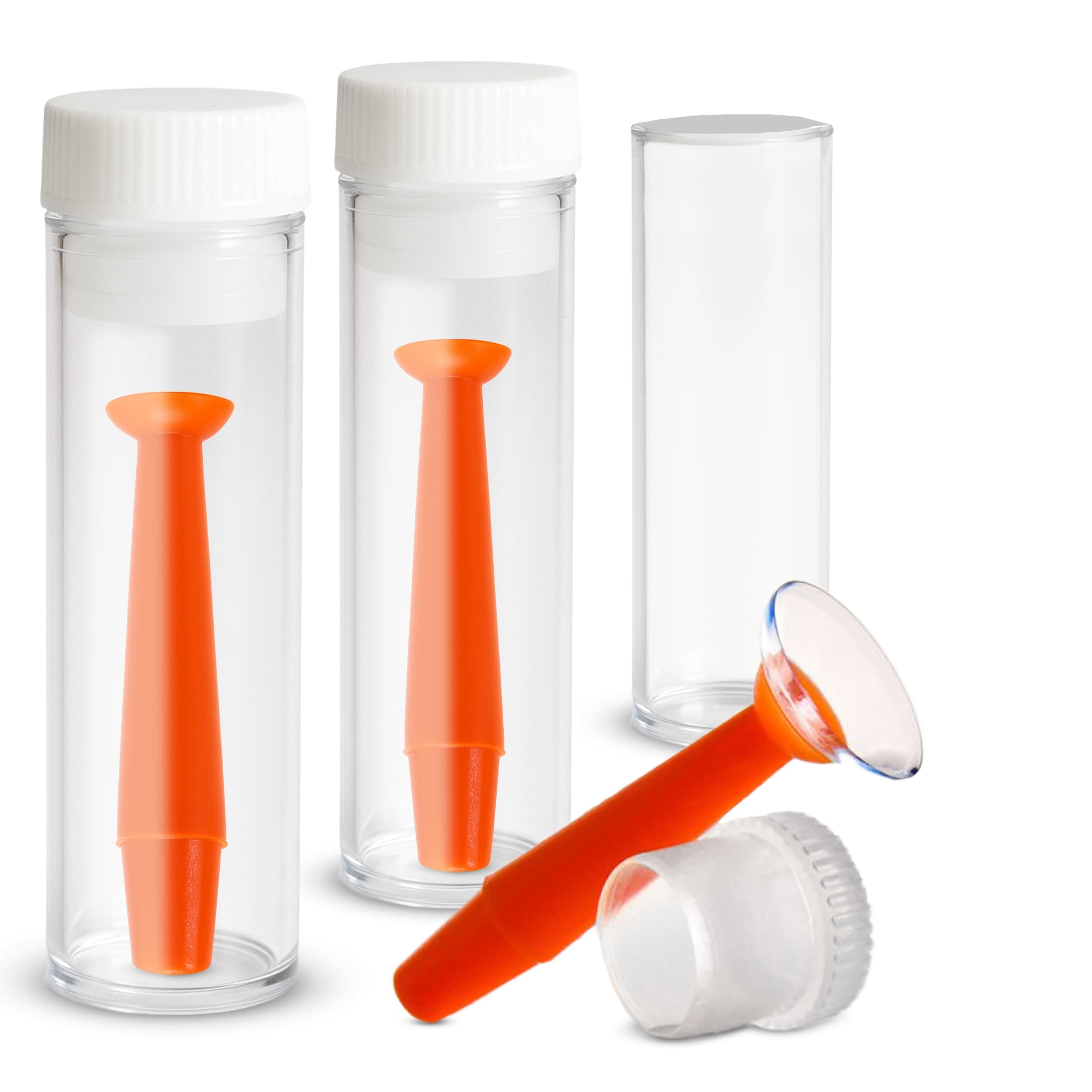 Suction Holder Inserter/Remover | Hard Contact Lens Only and Prosthetic Eyes (Orange, 3 Pcs)