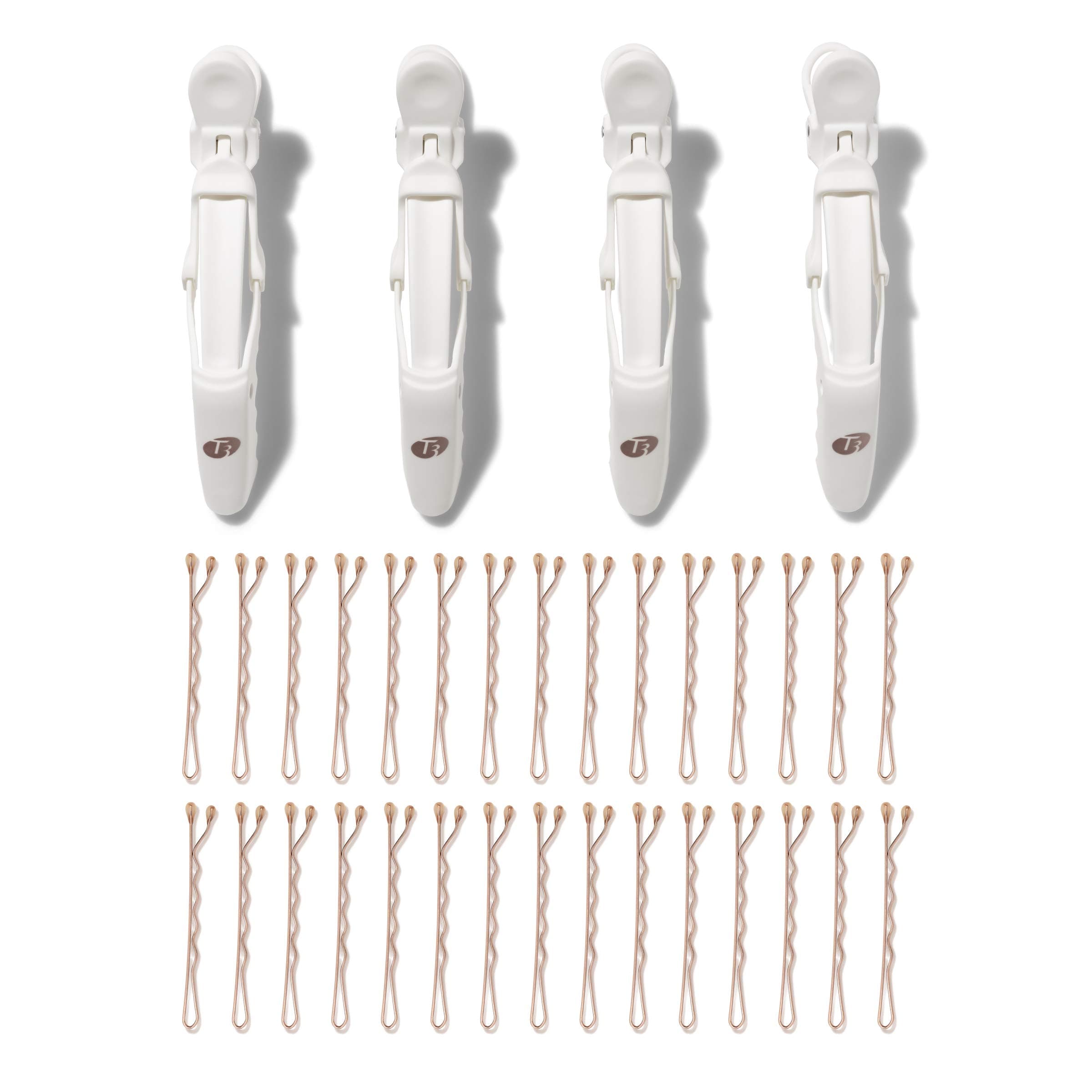 T3 Clip Kit with 4 Alligator Clips and 30 Rose Gold Bobby Pins | Section Hair for Easier Blow Drying and Styling for All Hair Lenths