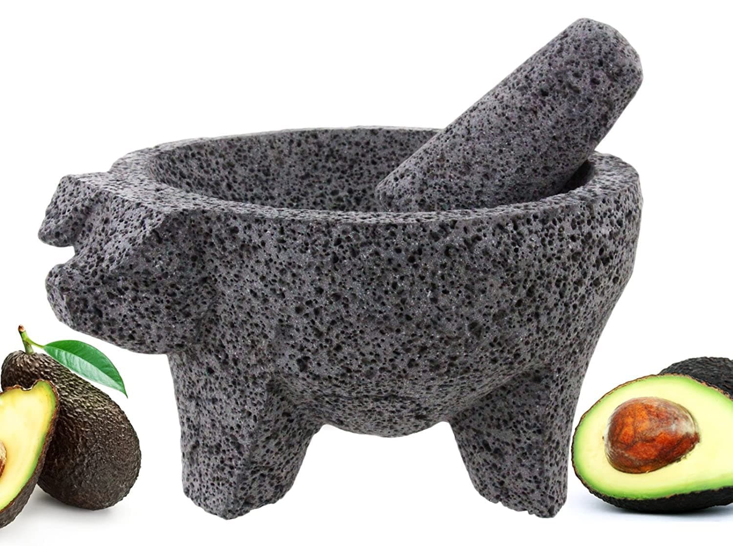 Molcajete 10” Mortar & Pestle Salsera Salsa Guacamole Tejolote Metlapil Lavastone Aztec Mayan Toltec Volcanic Rock Ancient Traditional Pre-Hispanic Antique Grinding Stone Metlapil Bowl
