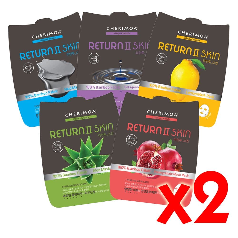 CHERIMOA 100% Organic Bamboo Facial Sheet Mask From Korea (Set of 10)