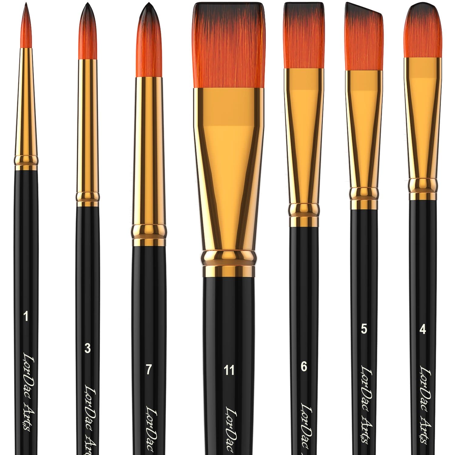 Paint Brush Set, 7 Artist Brushes for Painting with Acrylic, Gouache, Oil and Watercolor. Professional Art Quality on Canvas, Wood, Face and Models. Includes Carrying Case Travel Kit