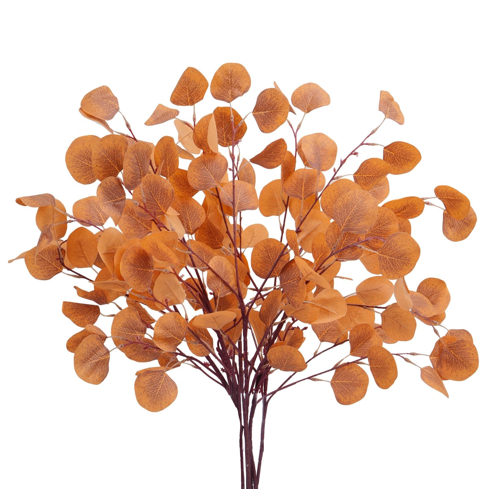 HUAESIN Fall Eucalyptus Leaves 6PCS Artificial Eucalyptus Stems Autumn Leaf Branches Fake Silk Eucalyptus Silver Dollar Leaves for Home Autumn Festival Thanksgiving Christmas Decor