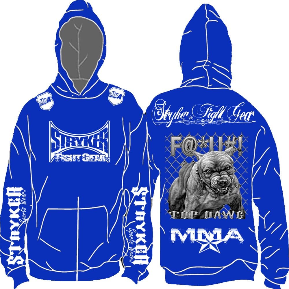 MMA Hoodie Top Dawg Pitbull UFC Tapout BJJ Royal Blue