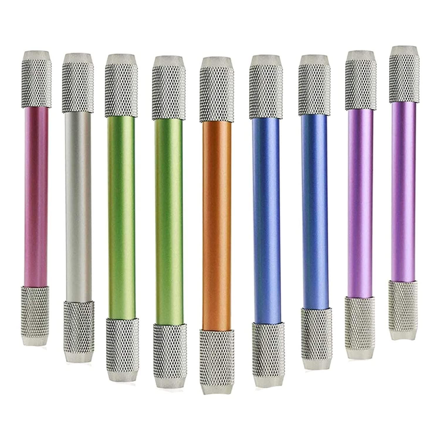 9Pcs Dual Head Pencil Lengthener Extender, Creatiee Handy Aluminum Pencil Holder for Sketch Charcoal Pencil School Office Supplies Art Writing Tool - Standard Size & Pencil Saver(6 Colors)