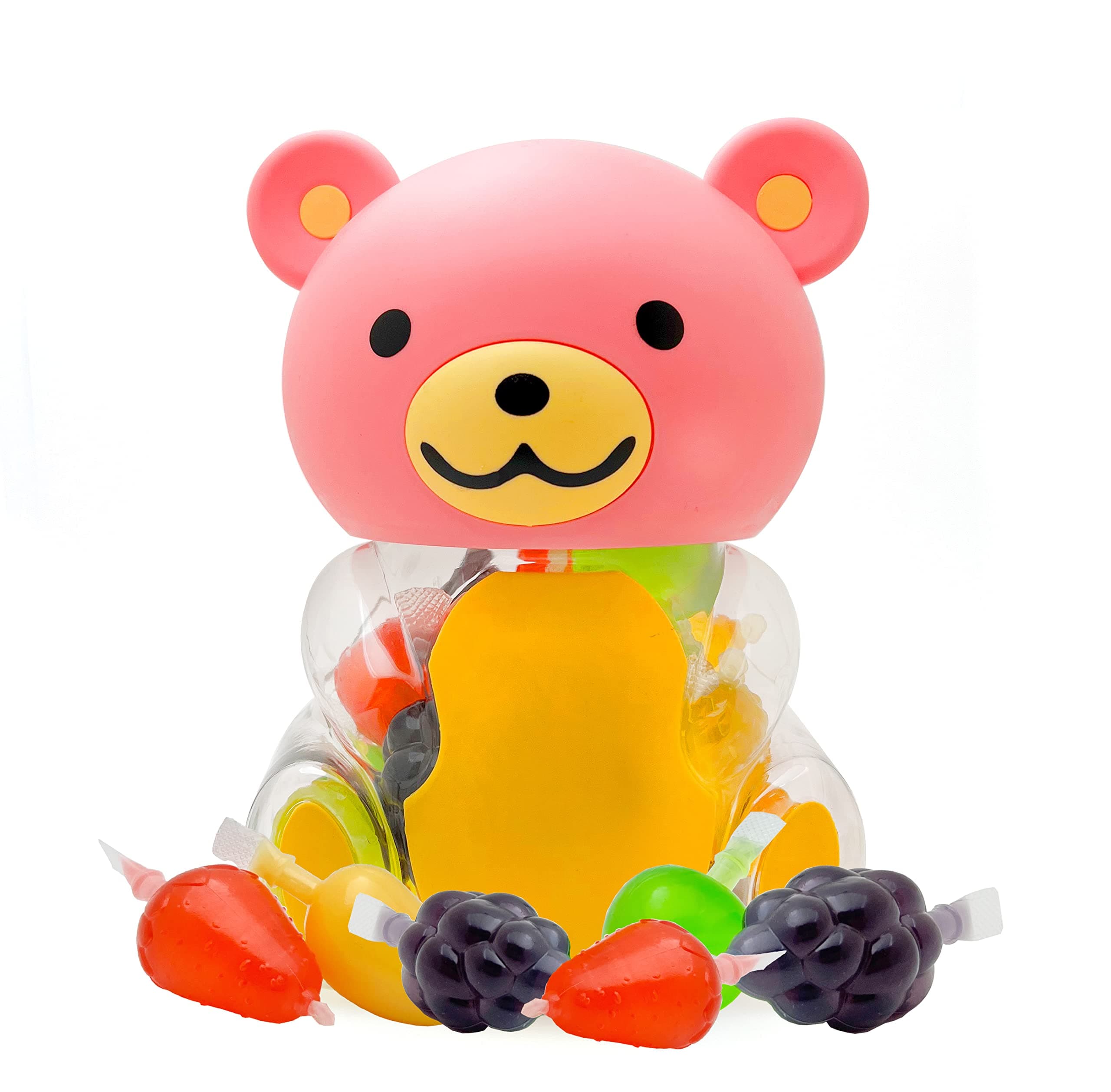 Funtasty Fruit Jelly Candy, Assorted Flavors Squeezable Vegan-Friendly, 19 Count Bear Shaped Jar