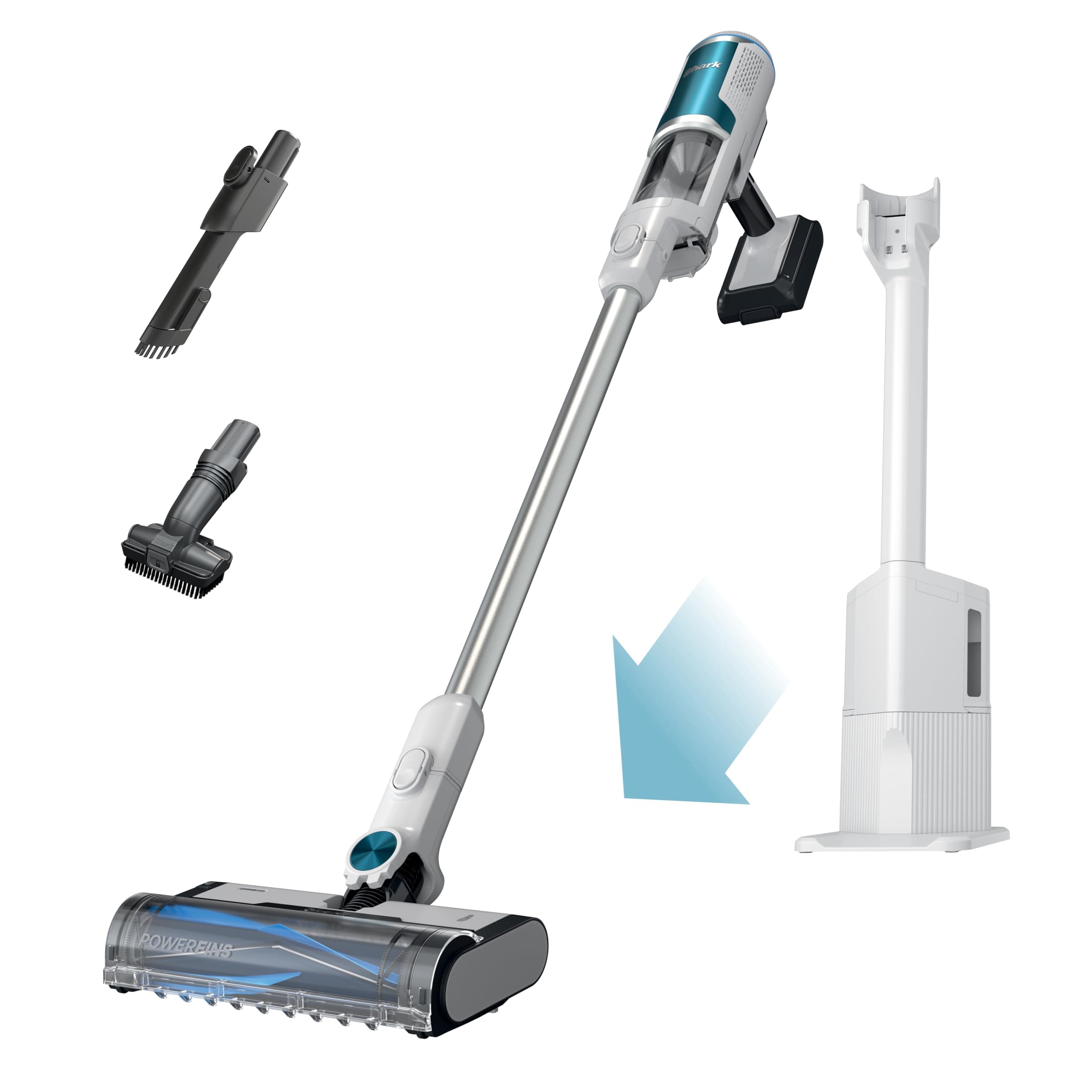 Clean & Empty Cordless Stick Vacuum – Lightweight Cordless with HEPA Filter, Portable, Rechargeable, Auto-Empty System, Stick Vacuum for Pet Hair, Carpets & Hardfloor, White, BU3521