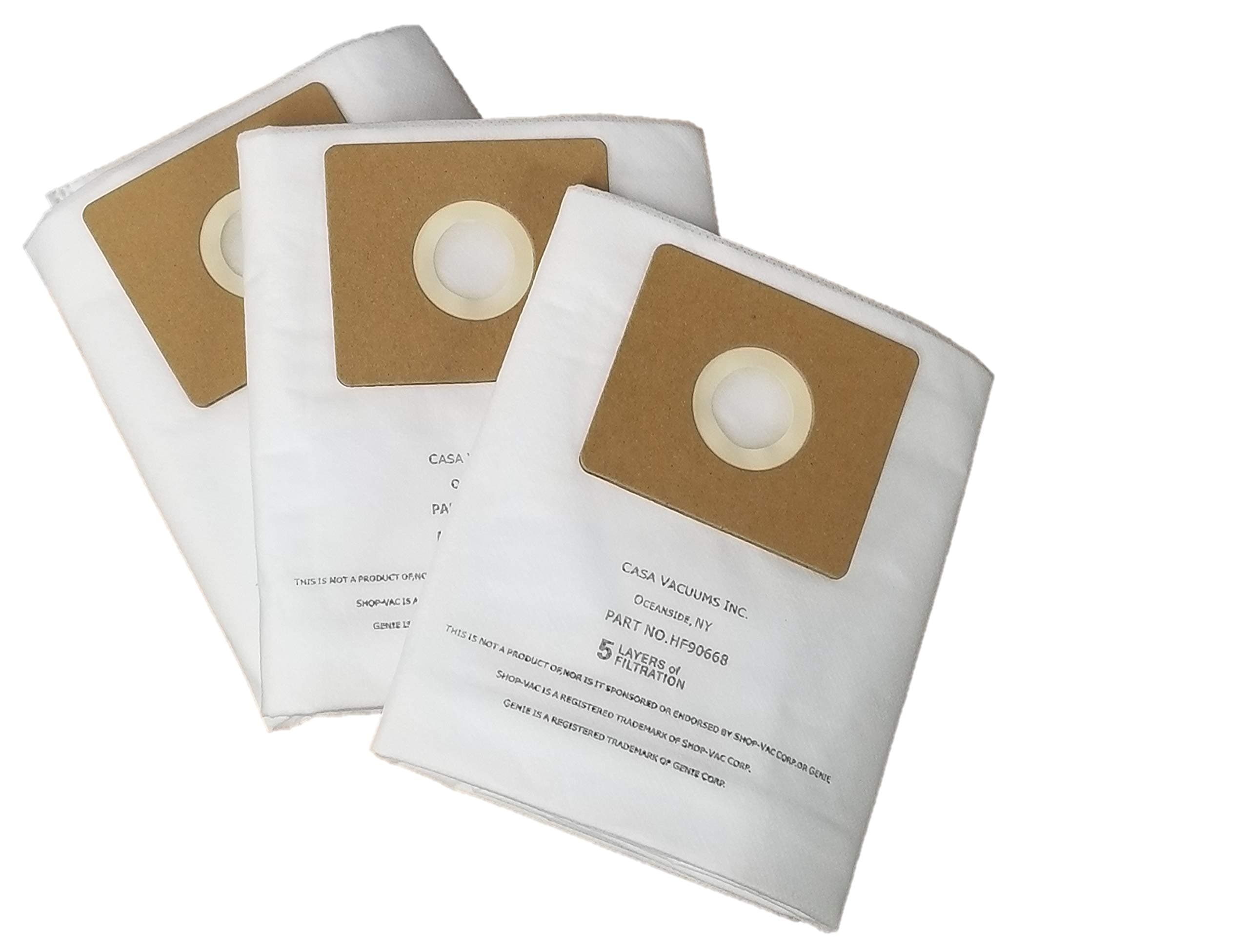 3 Replacement HEPA Bags for Shop-Vac 2-2.5 Gallon Units. Compare to 90668 [9066800] Type B All Around H11 FILTRATION Collection Bags. Also fits Craftsman CMXZVBE38774.