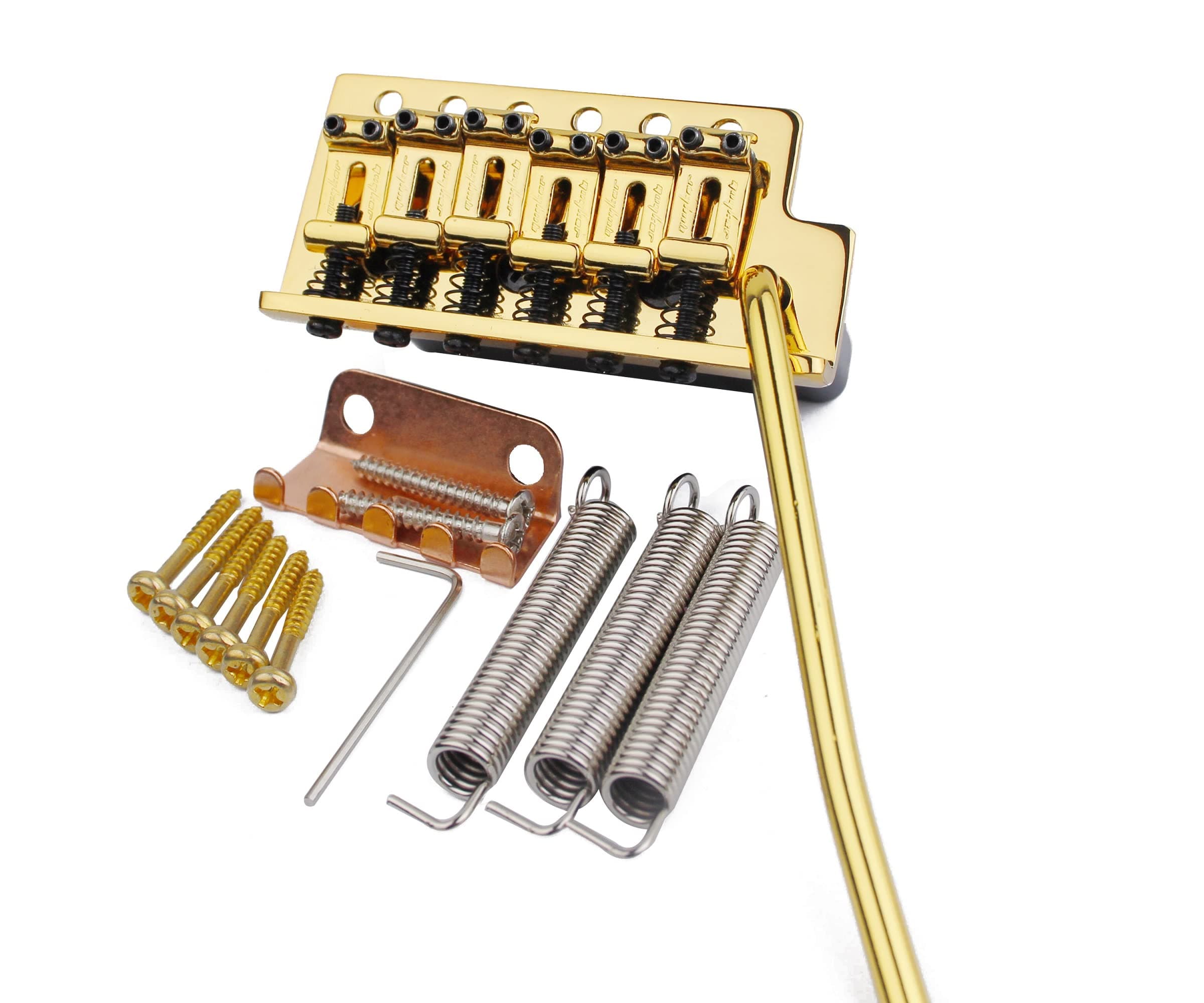 Tremolo Bridge Vintage Bent Steel Saddles Compatible with Start ST Electric Guitar (GK-1004, golden)