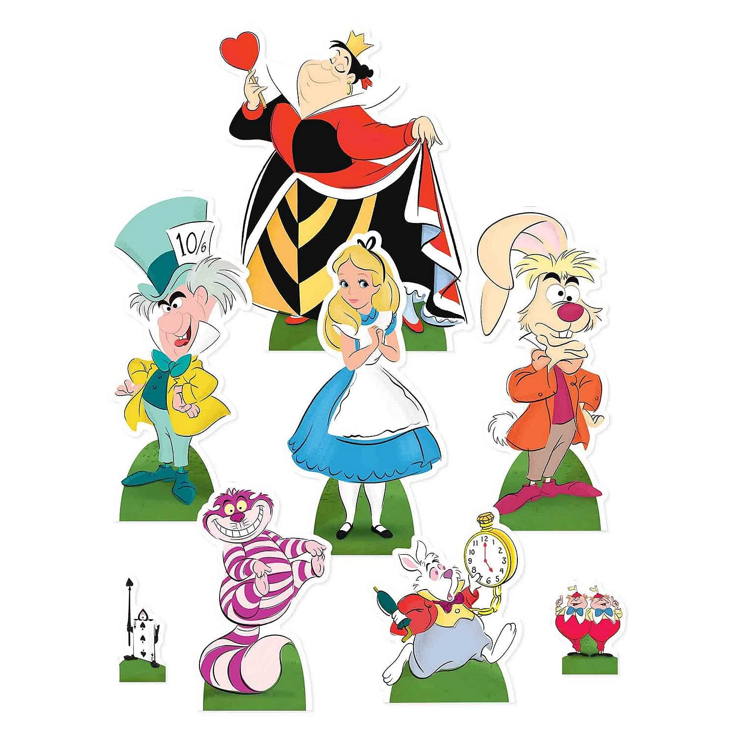 Star Cutouts Ltd TT014 Alice in Wonderland Toppers 8 Cutouts Perfect for Parties, Events, Wedding Table Decorations & Collectors Includes Cheshire Cat, Multicolour