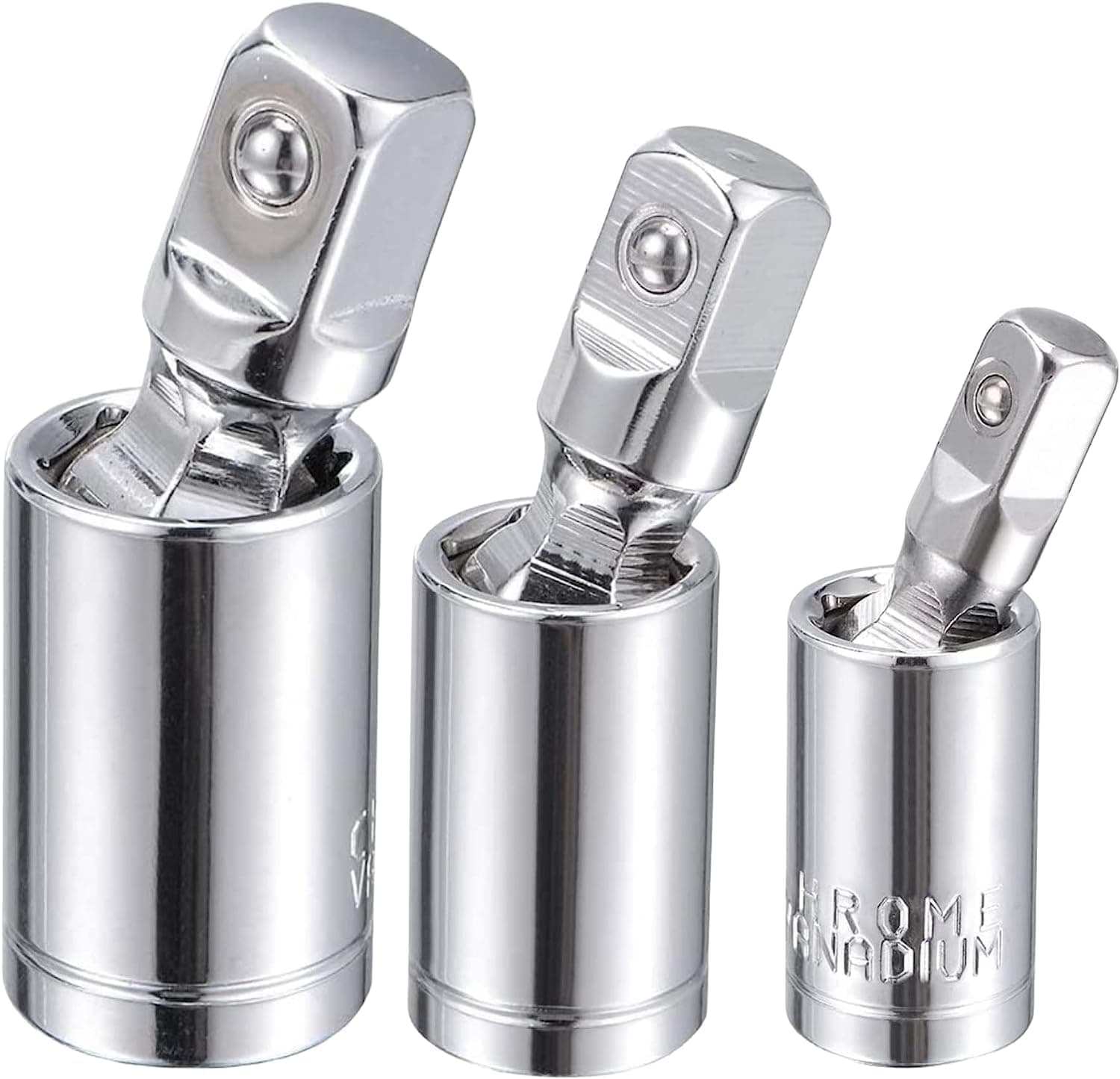 Impact Universal Joint Socket Sets 1/4 Inch, 3/8 Inch, 1/2 Inch Swivel Extension Drive U-Joints for Socket Adapter, Bar Extension, 360 Degree Rotation Impact Wrench Accessories(Silver)