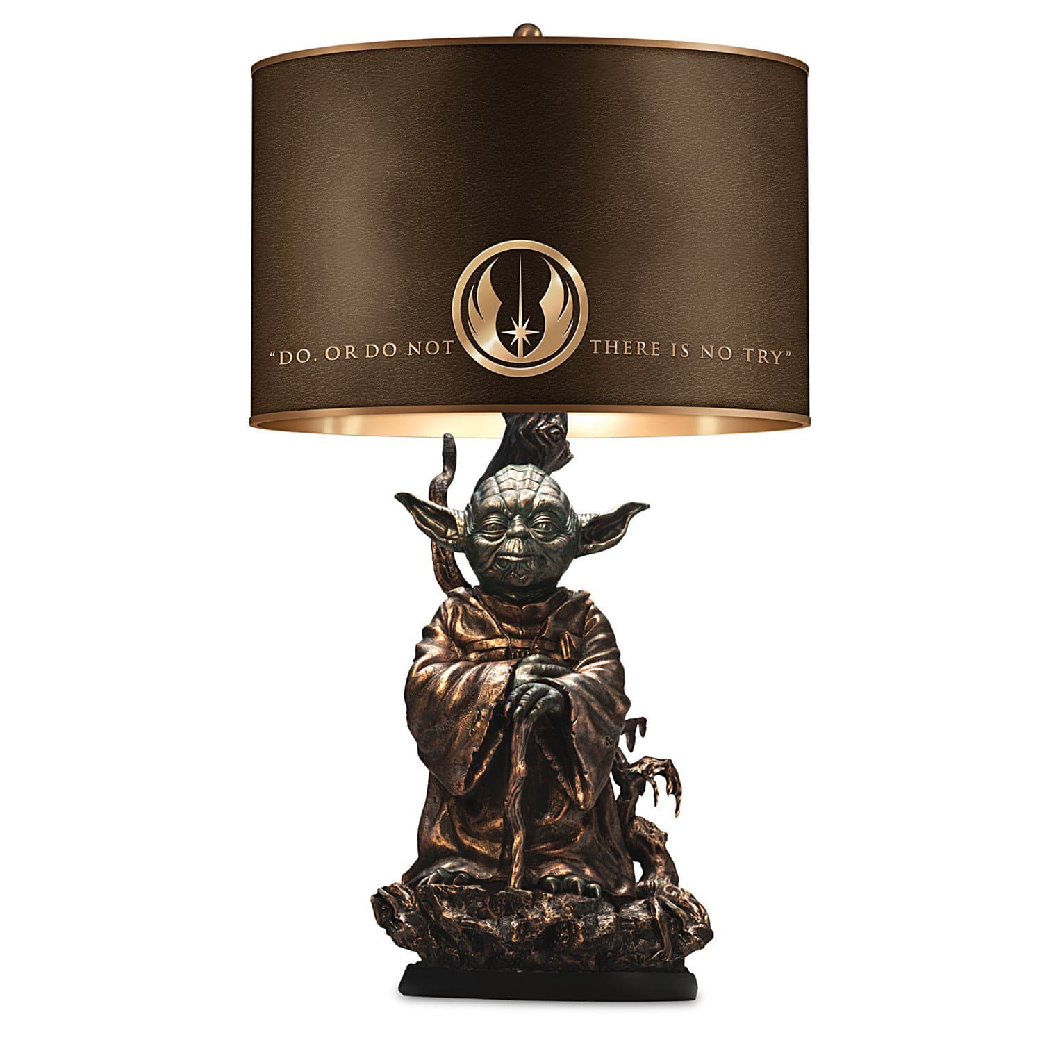 The Bradford Exchange Star Wars Jedi Master Yoda Desk Lamp with Illuminated Quote, Limited Edition, Bronze Finish