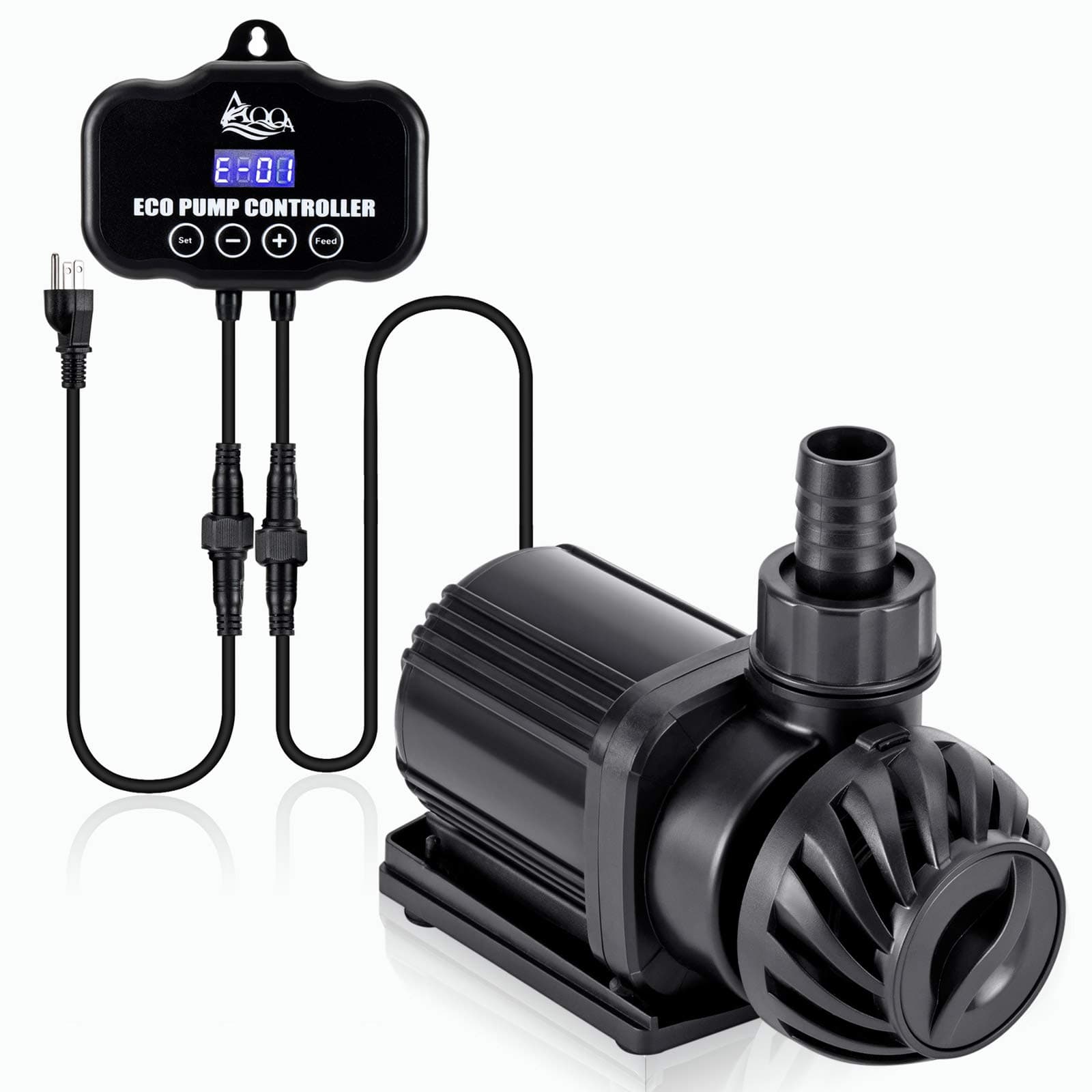 AQQA Controllable Aquarium Water Pump,30W 800GPH Circulation Make Wave/Feed Mode/20 Options Flow Adjustable, Amphibious Submersible or Land Powerful Return Pump for Saltwater & Freshwater