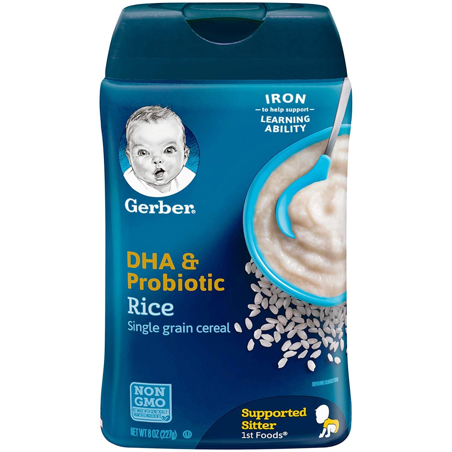 Gerber DHA and Probiotic Single-Grain Rice Baby Cereal, 8 Ounce (Pack - 1)