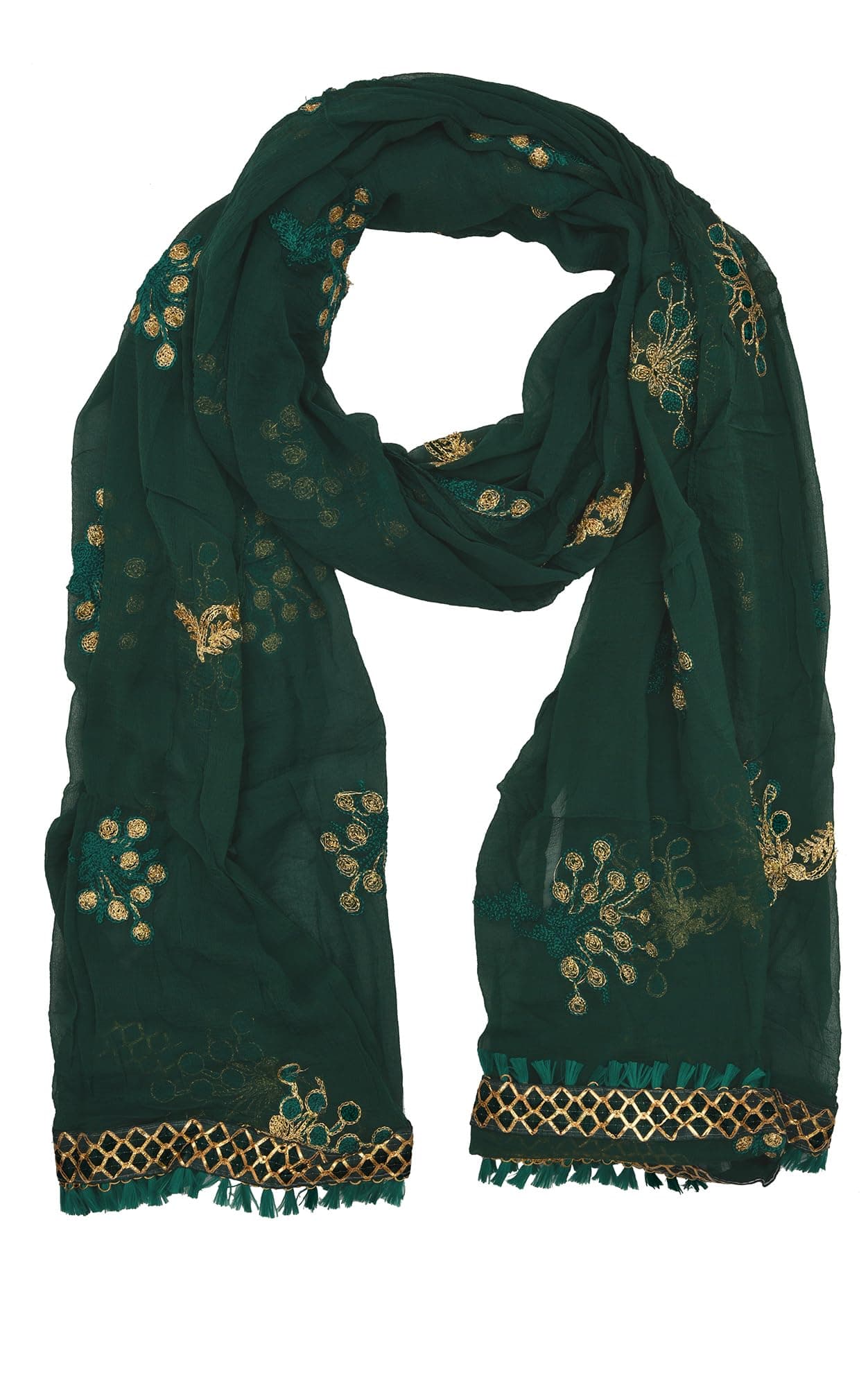 YOUTHQUAKE Heavy Embroidered Work Chiffon Dupatta for Womens & Girls With Fancy Lace