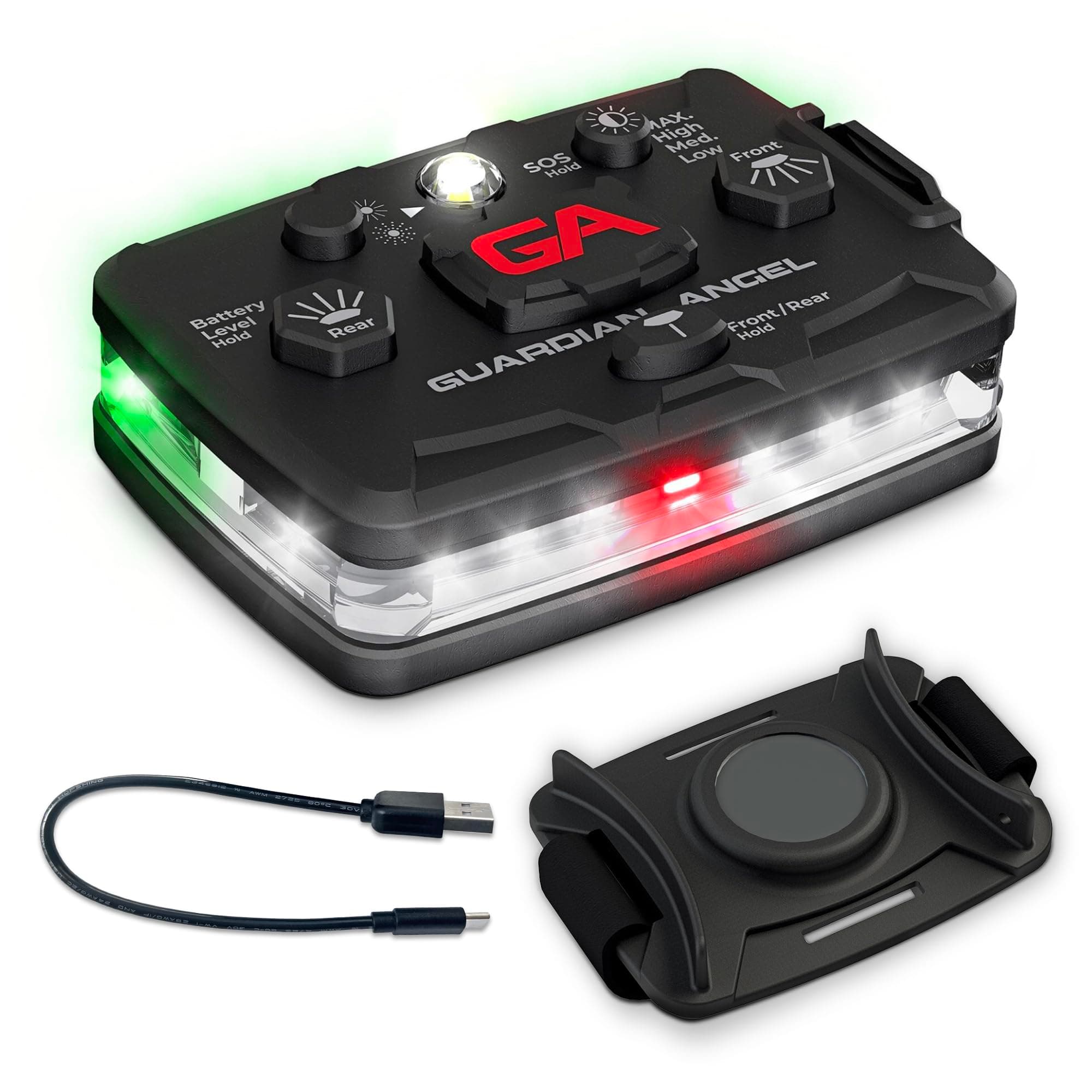 Guardian Angel Elite Series Safety Light - (White Front & Green Rear) - Rechargeable, Magnetic, Hands-Free, Wearable & Mountable LED Flashlight for Construction, Roadside, Towing & Industrial PPE