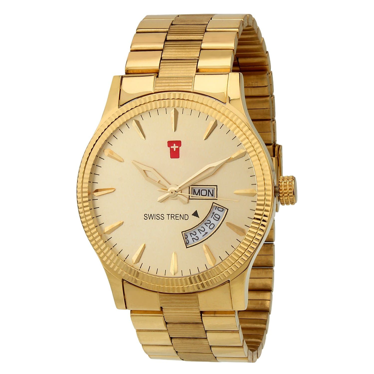 Classy Formal Golden Dial Day & Date Men's Watch|Boy's Watch ST2071