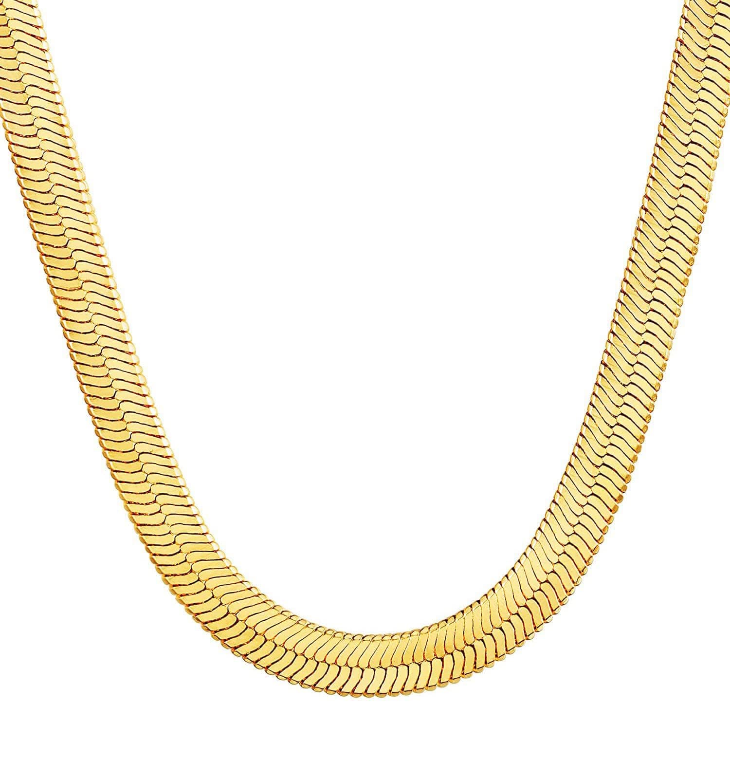 DEARMAY 14K Gold Filled Chain Necklace for Women Dainty Gold Herringbone Choker Necklace for Women Thin and Thick Layered Paper Clip Rope Snake Chain Necklace for Teen Girls Gifts, Cubic Zirconia