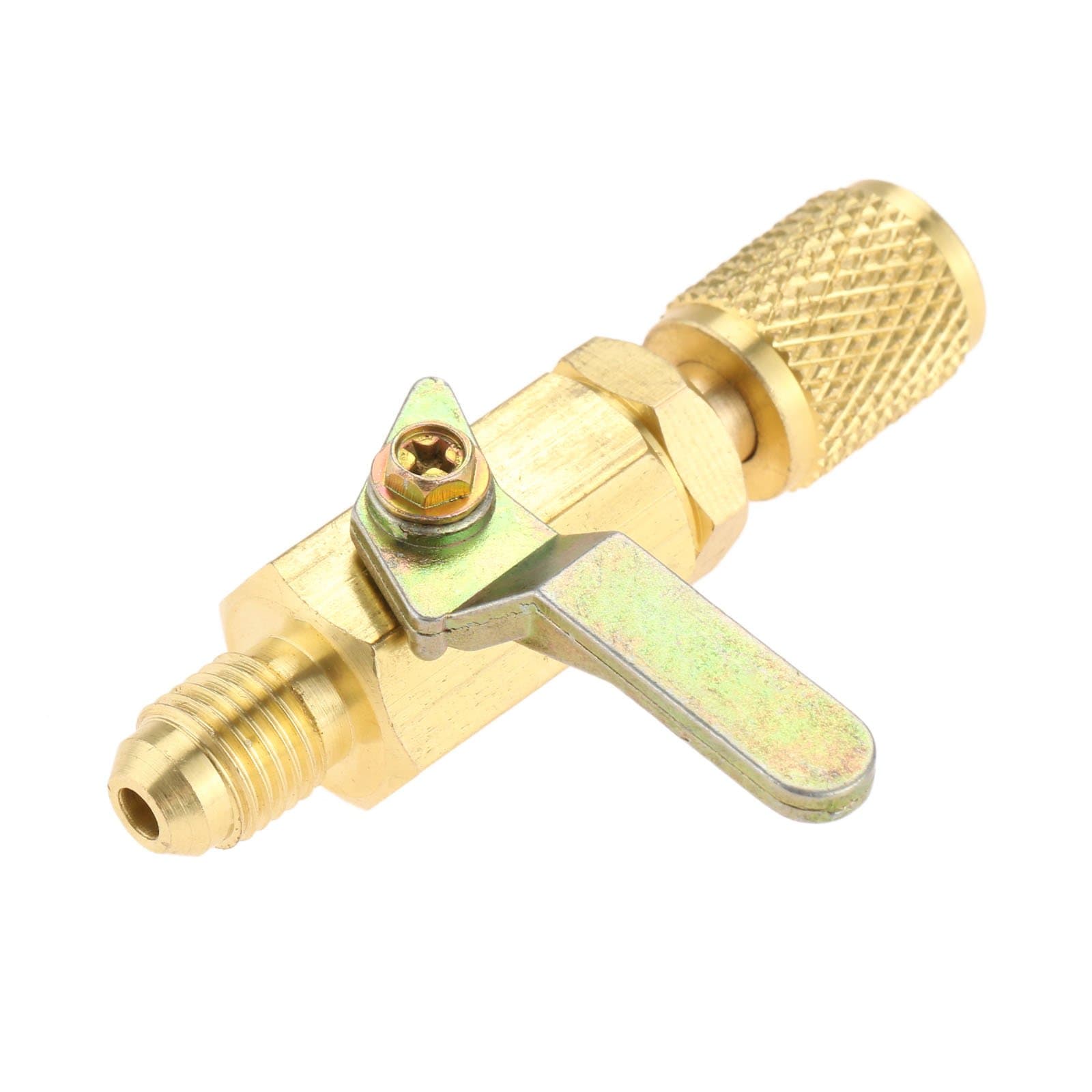 Air Conditioner Ball Valve 1/4" SAE Adapter, Straight Shut-Off Valve for HVAC A/C Automotive Service Tools, Fits for R134A R22 R12 R410A Refrigerant