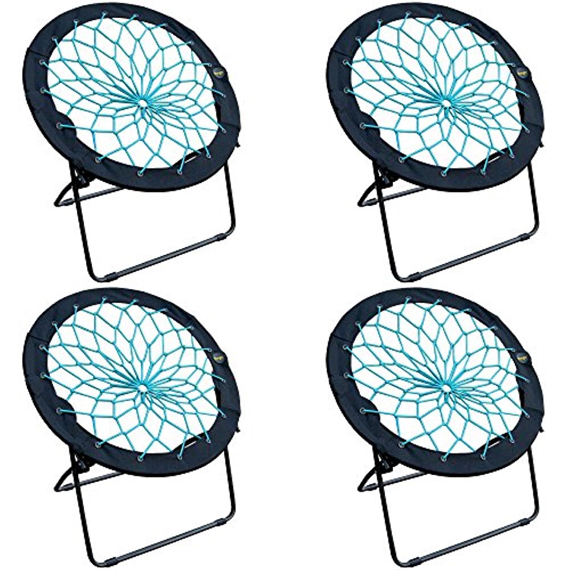 Zenithen Foldable 32" Bunjo Bungee Chair, Teal (Pack of 4) - Lightweight Collapsible Seating for Teens, Adults, Dorms, Bedrooms, Camping & Gaming - 225lb Capacity Portable Seat