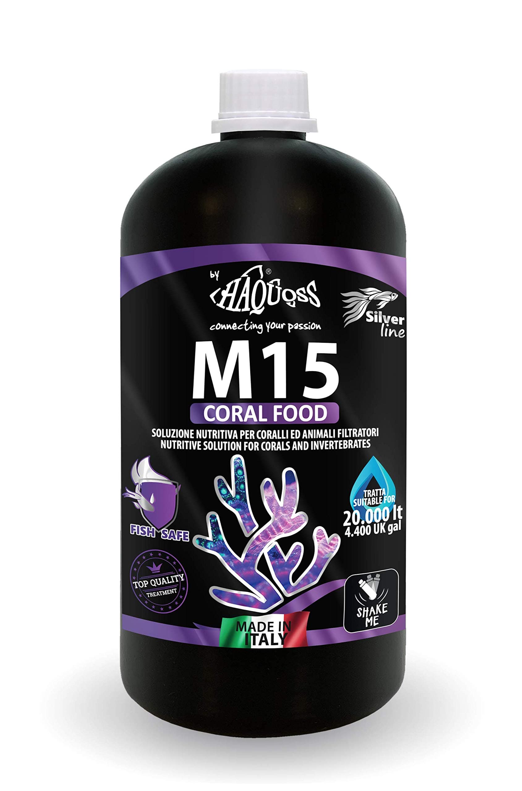 Haquoss M15 Coral Food Liquid Complete Supplement for Corals and Invertebrates in Reef Aquarium 1 Litre