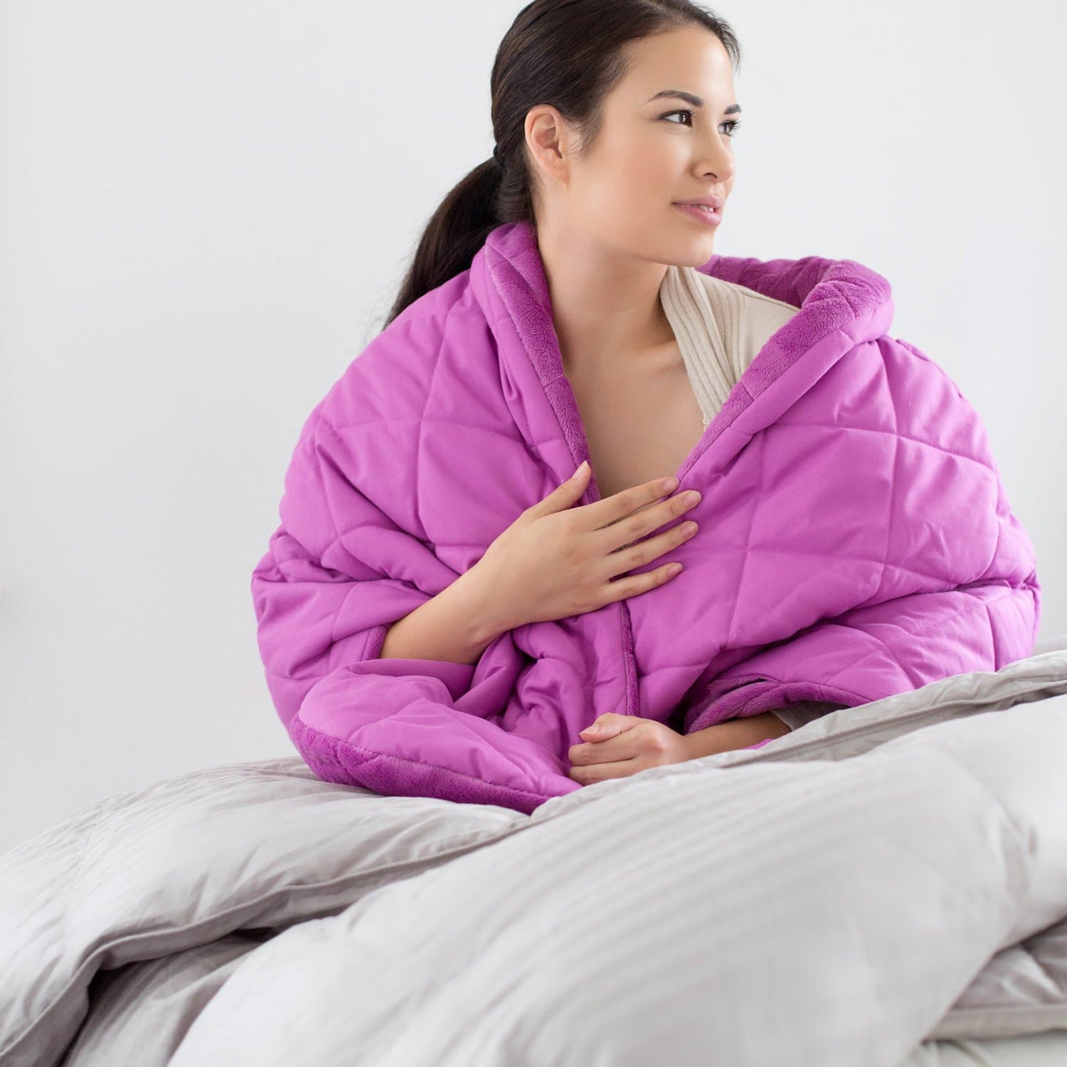 Great Sale - Orchid Pink Snuggly Soft Lounging Caring Shawl / Reading Wrap / Study Wrap - Cozy Wearable Throw With Pockets - Deal